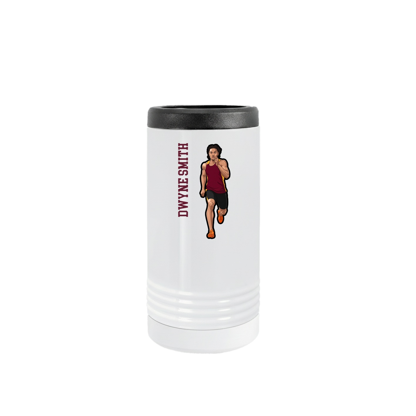 Slim Beverage Holder — Name Vertical in White