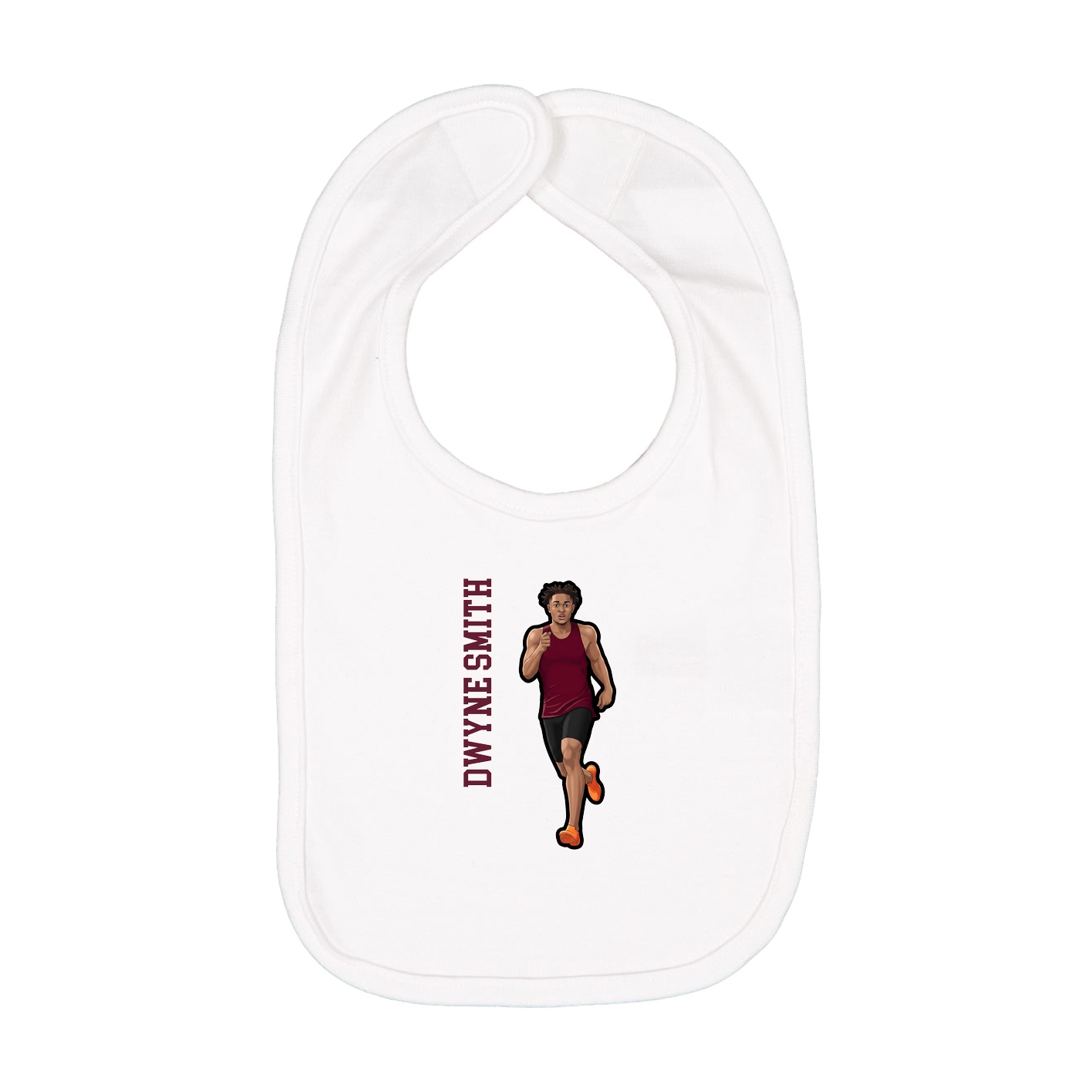 Infant Bib — Name Vertical in White