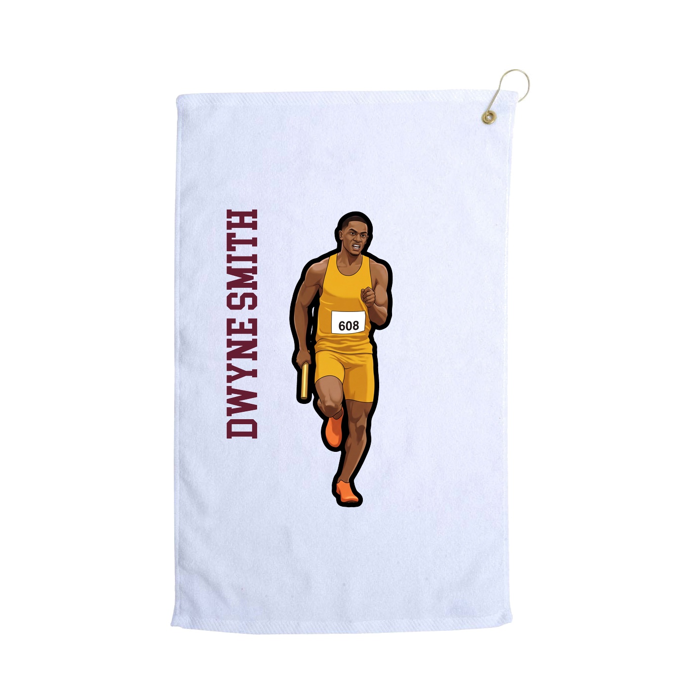 Golf Towel — Name Vertical in White