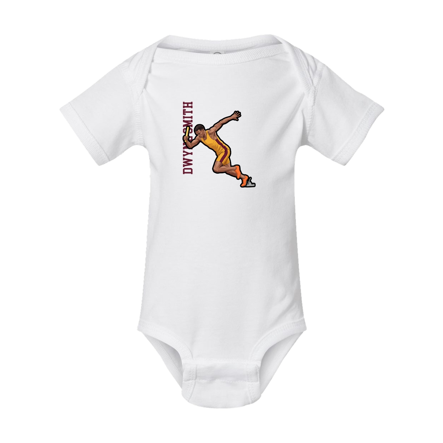 Baby Onesie — Name Vertical in White