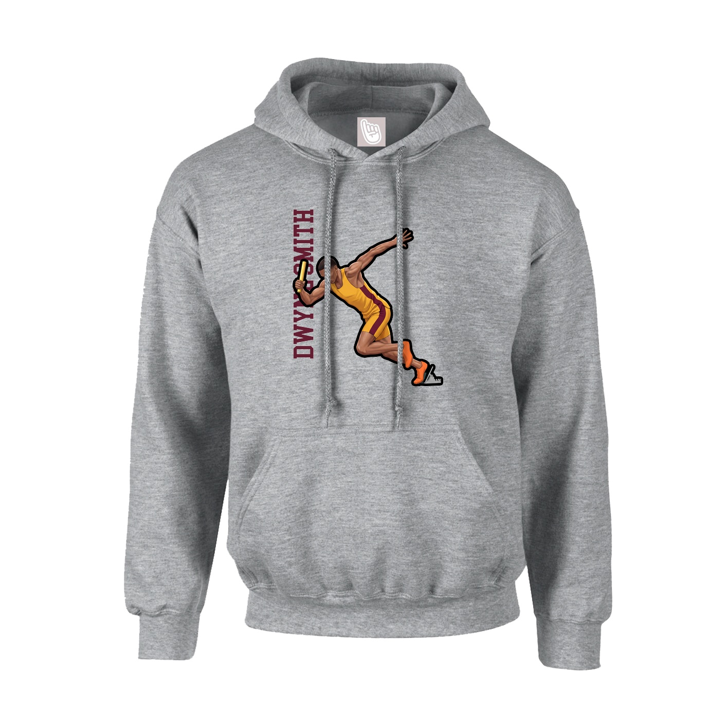 Hoodie — Name Vertical in Grey