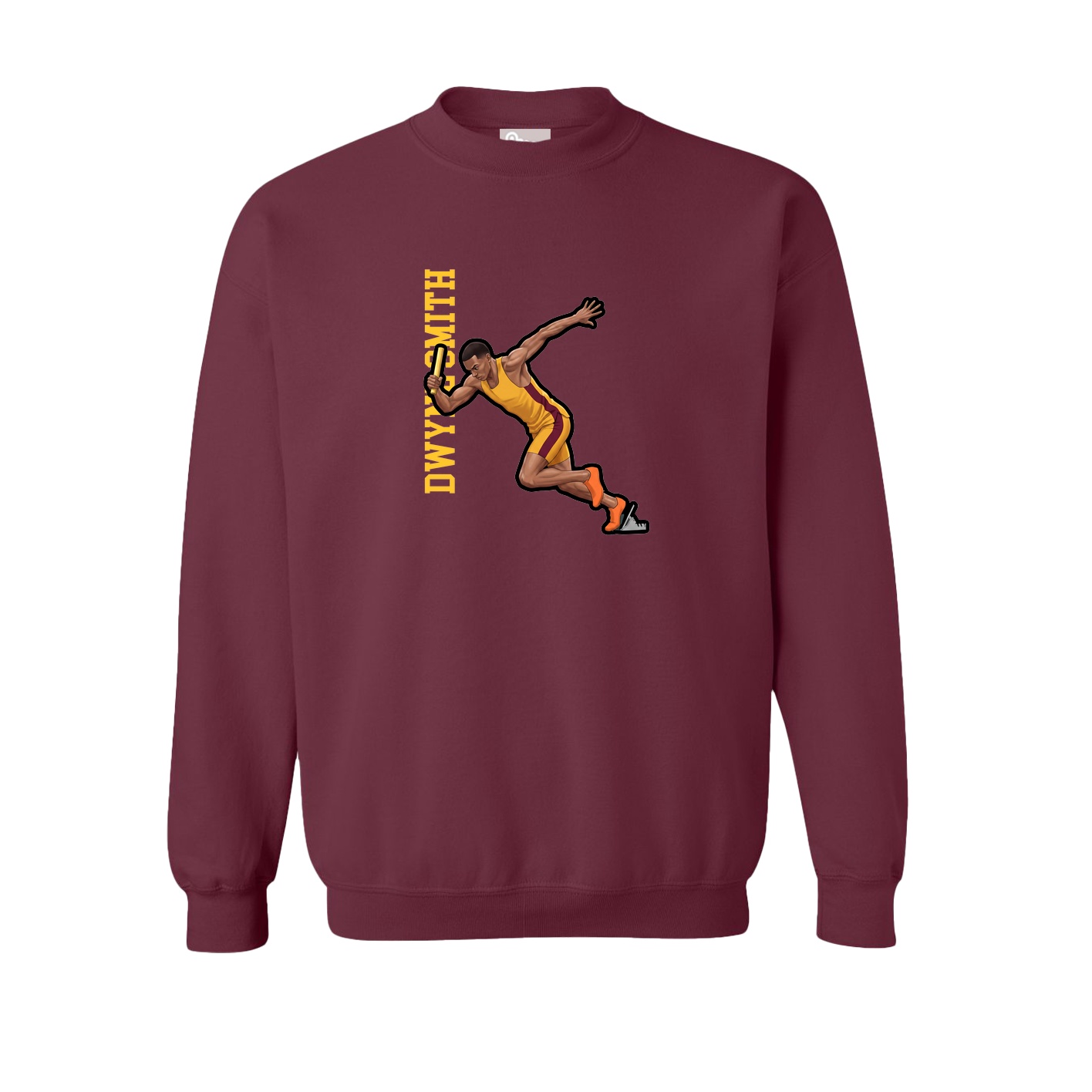 Fleece Crew — Name Vertical in Maroon
