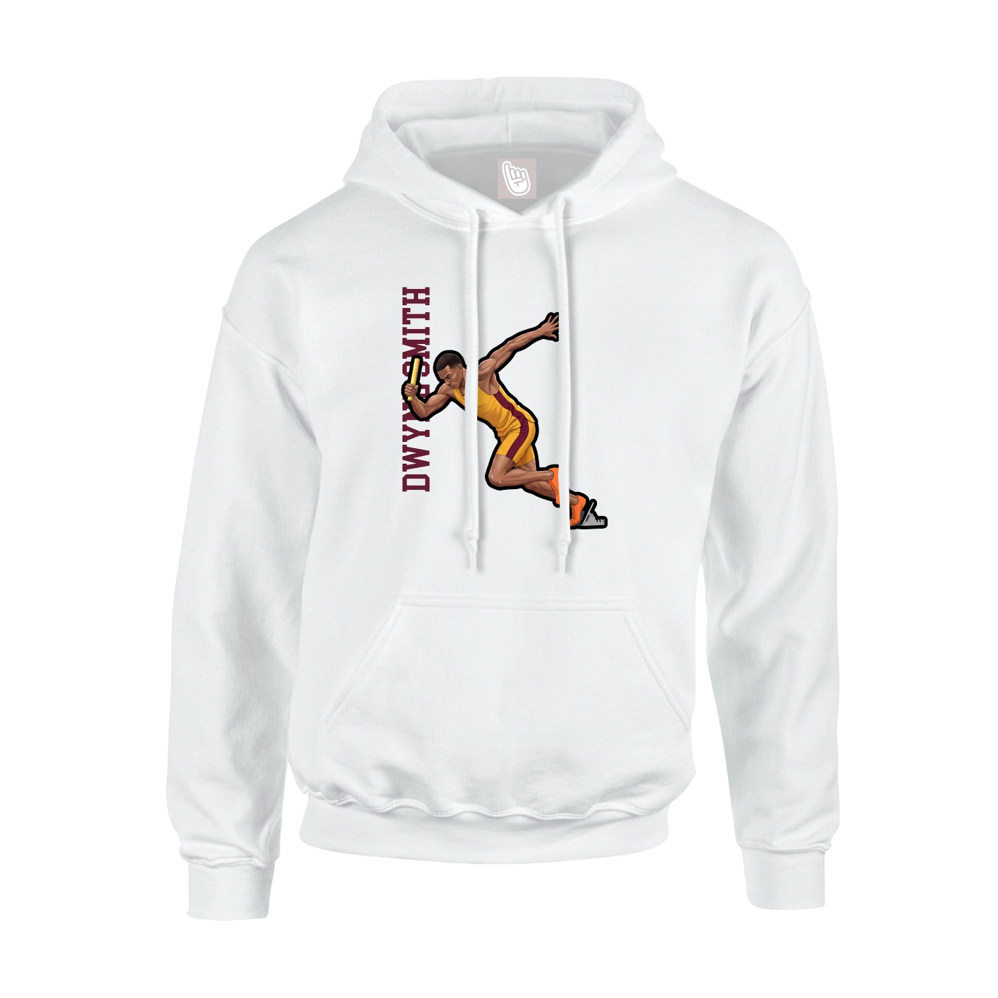 Youth Hoodie — Name Vertical in White