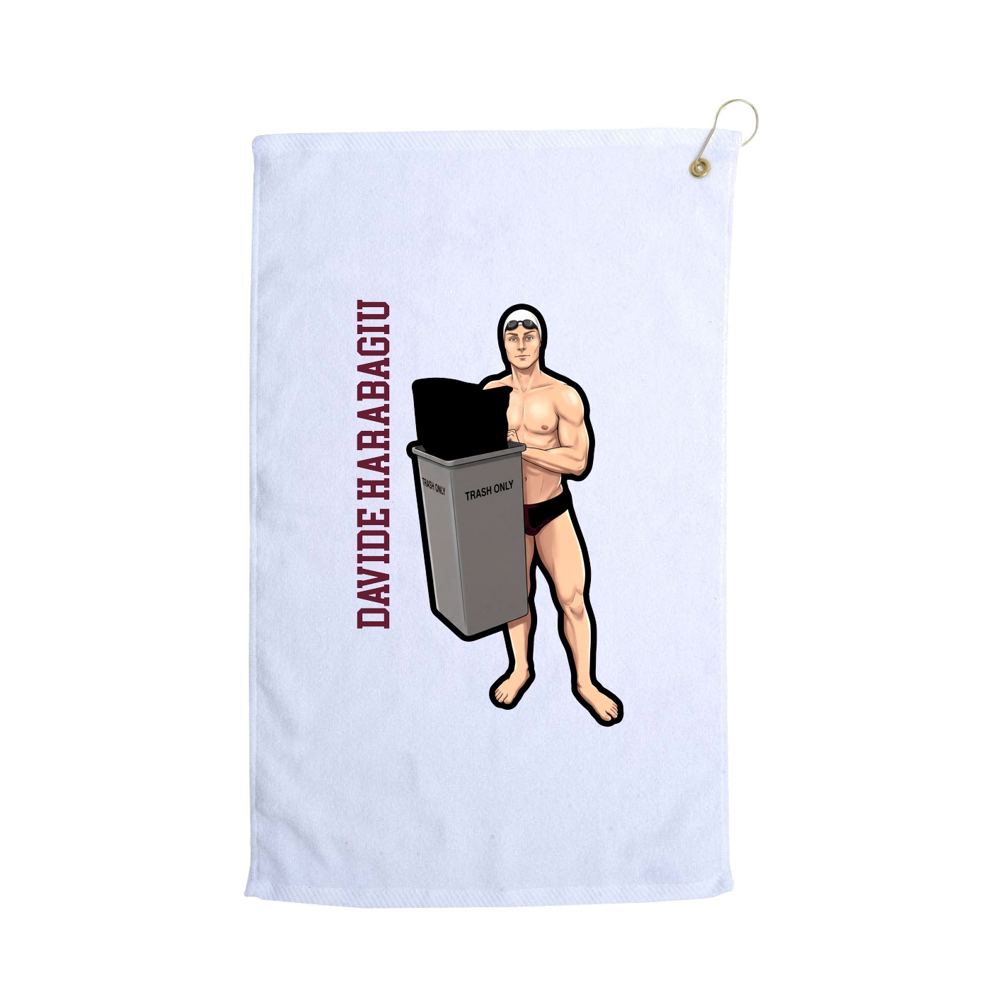 Golf Towel — Name Vertical in White