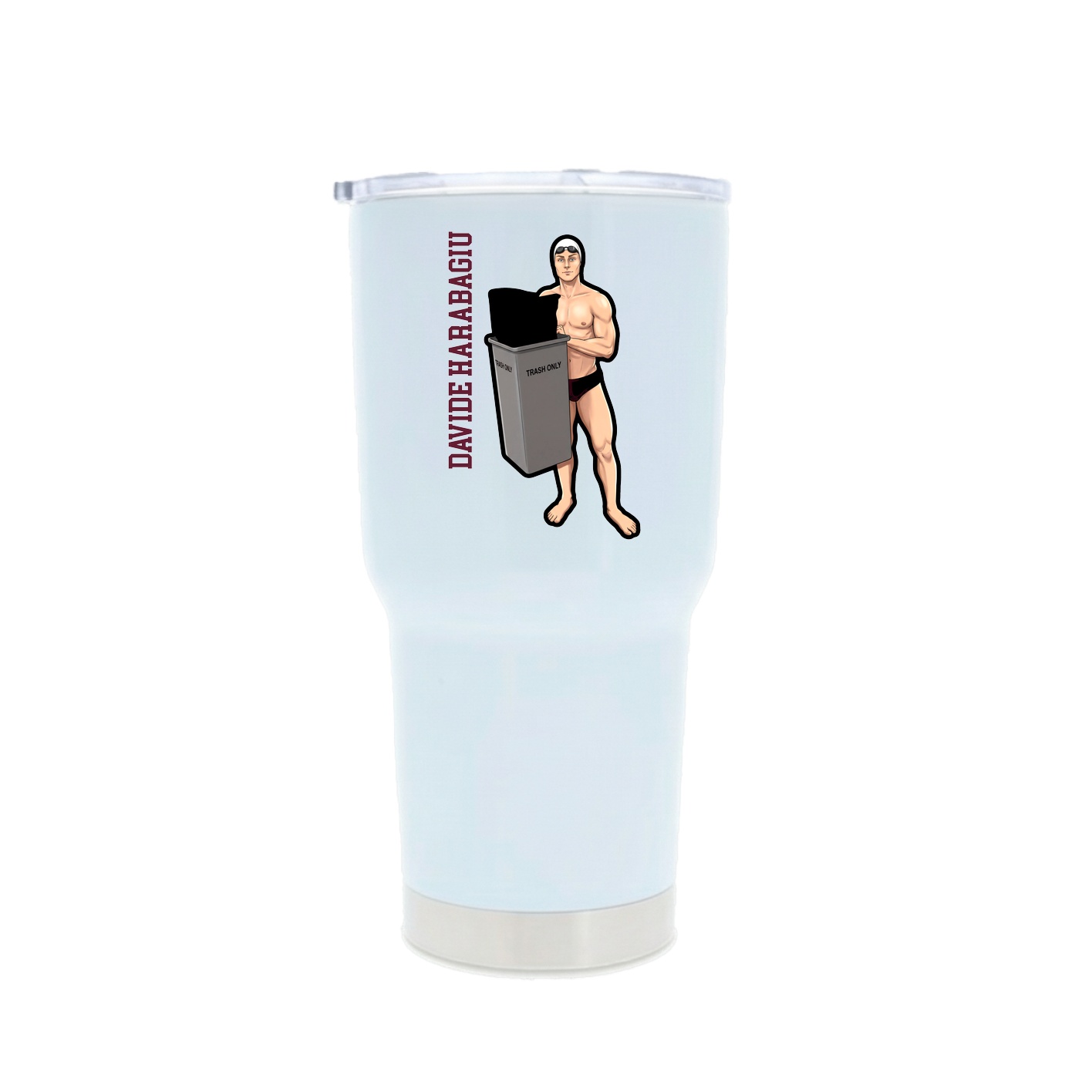 30oz Stainless Steel Tumbler — Name Vertical in White