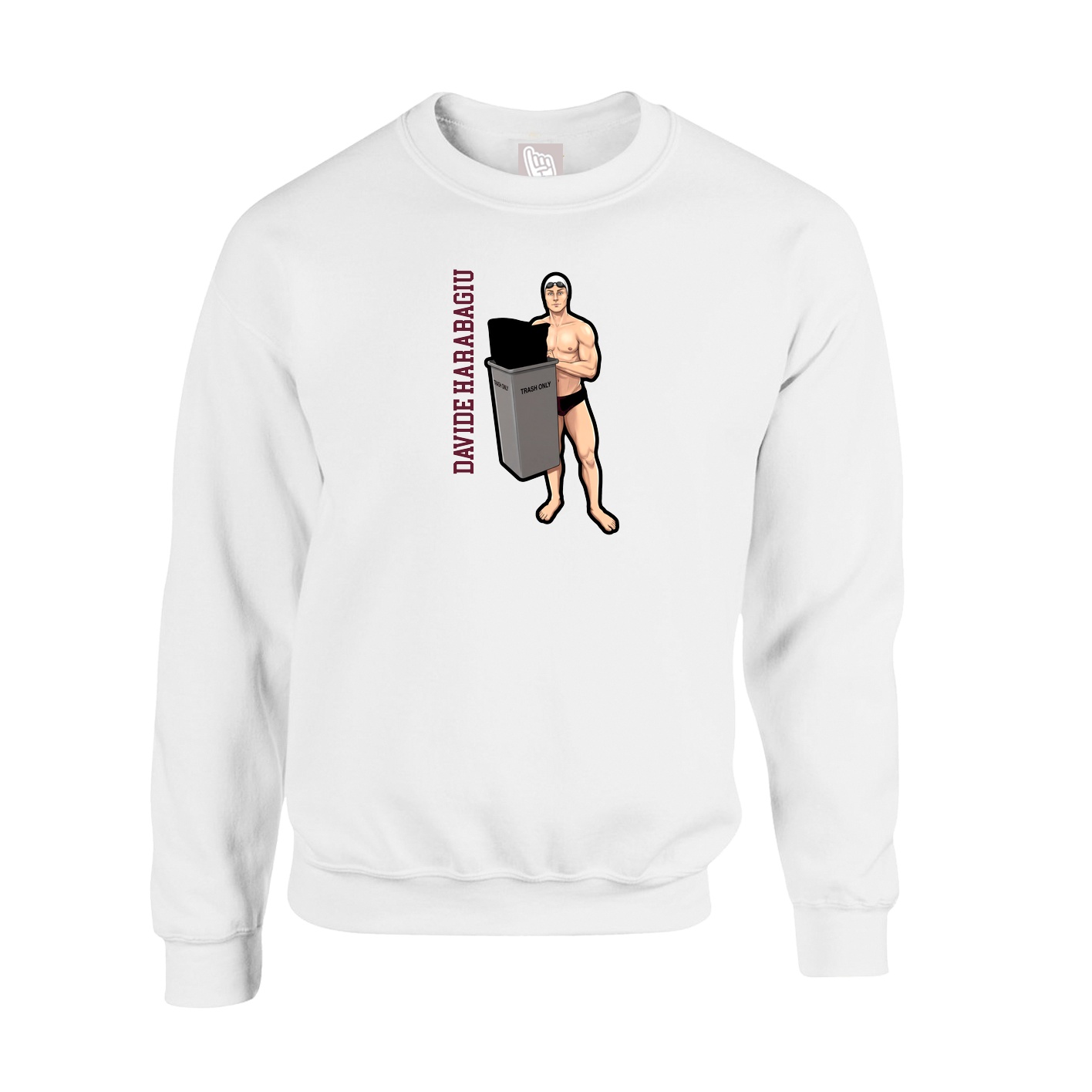 Fleece Crew — Name Vertical in White
