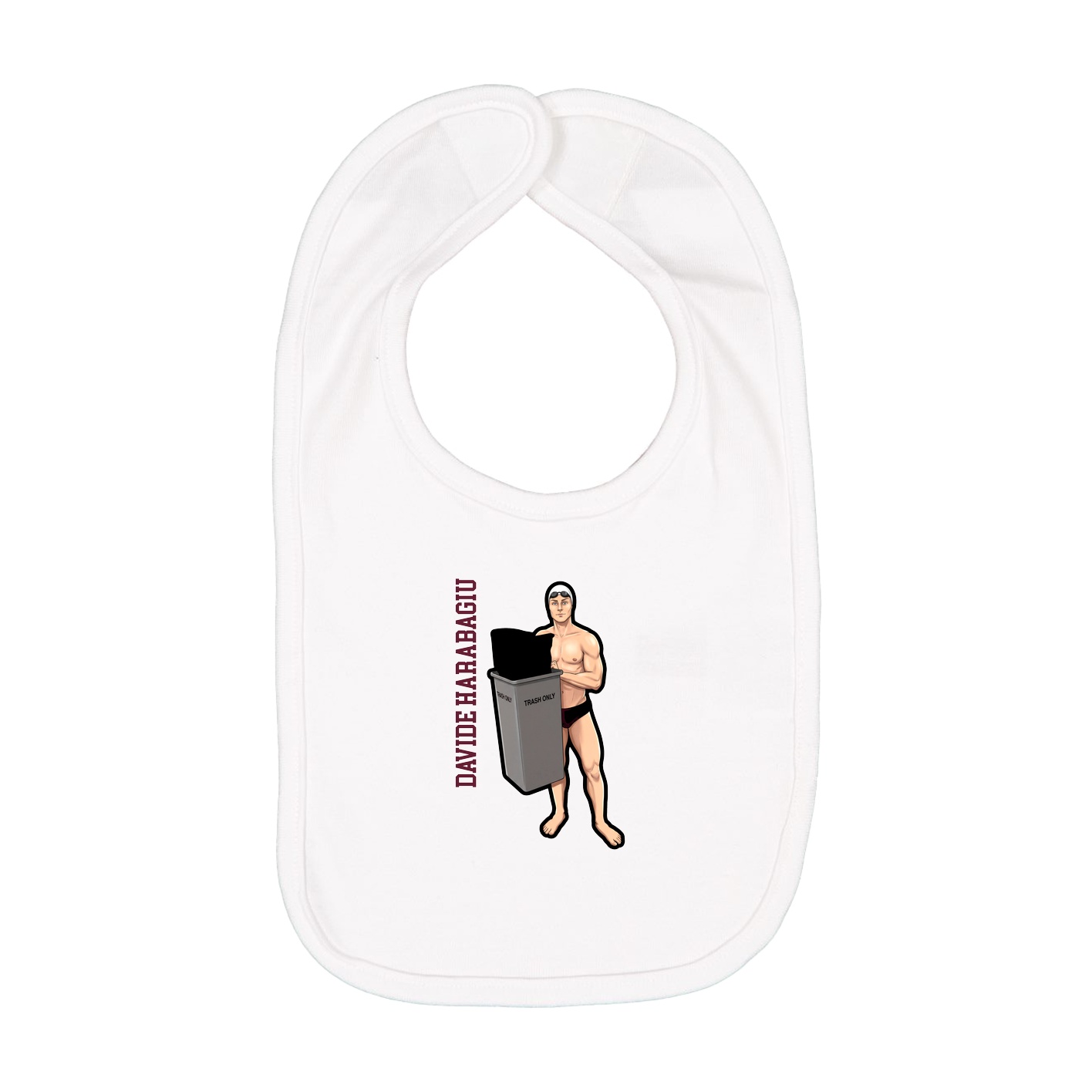 Infant Bib — Name Vertical in White