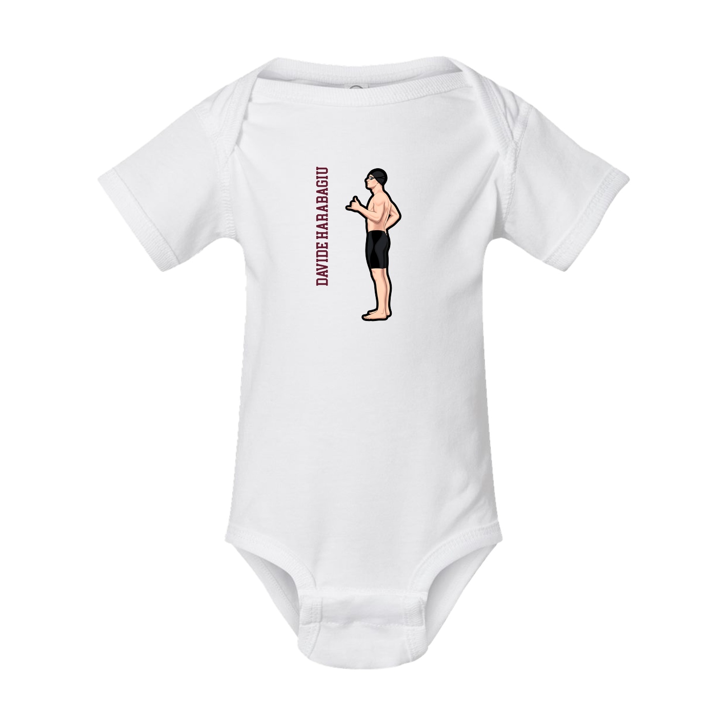 Baby Onesie — Name Vertical in White