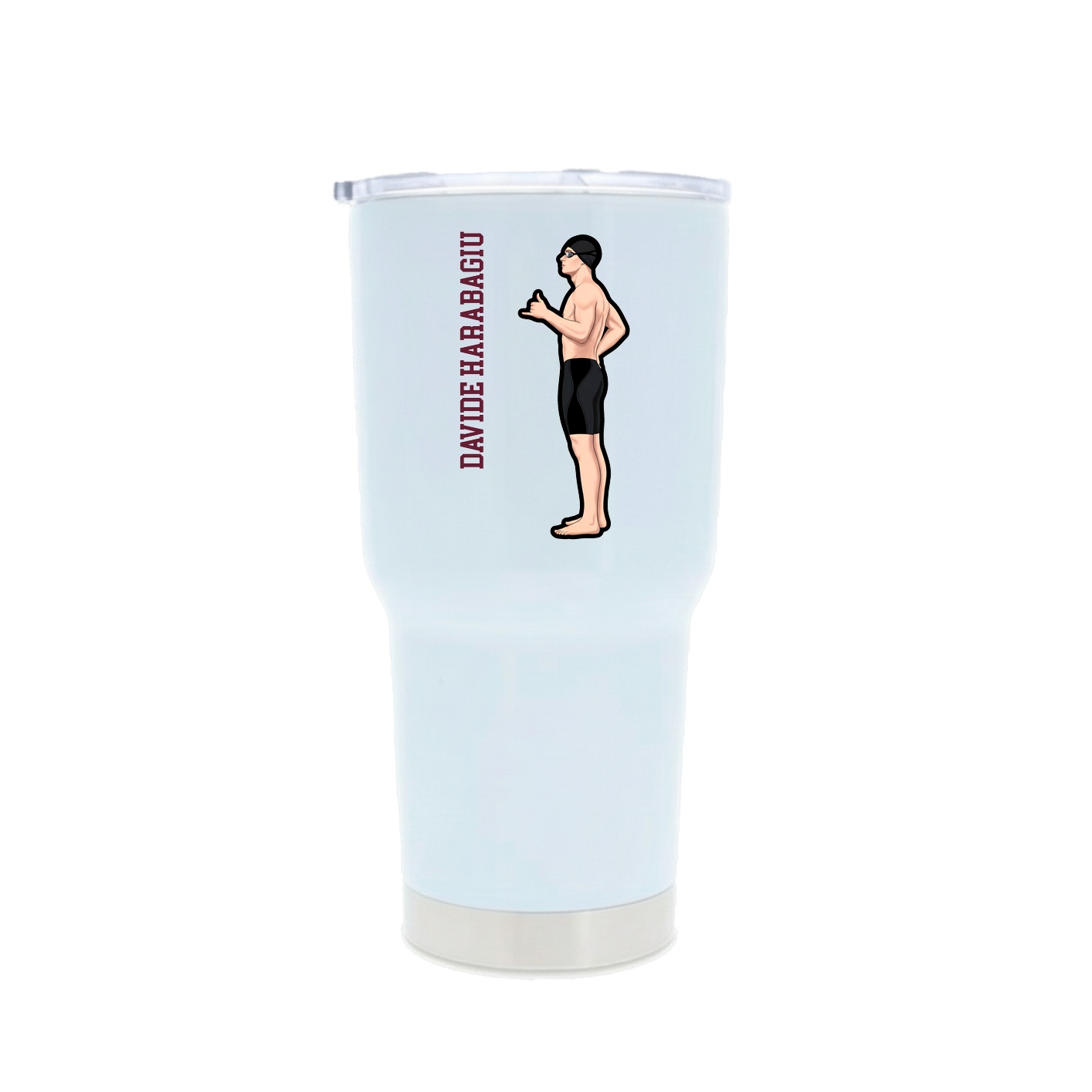 30oz Stainless Steel Tumbler — Name Vertical in White