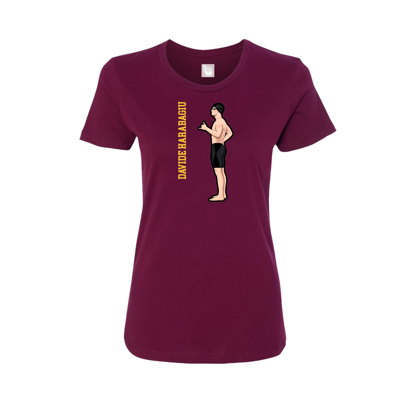 Womens Tee — Name Vertical in Maroon
