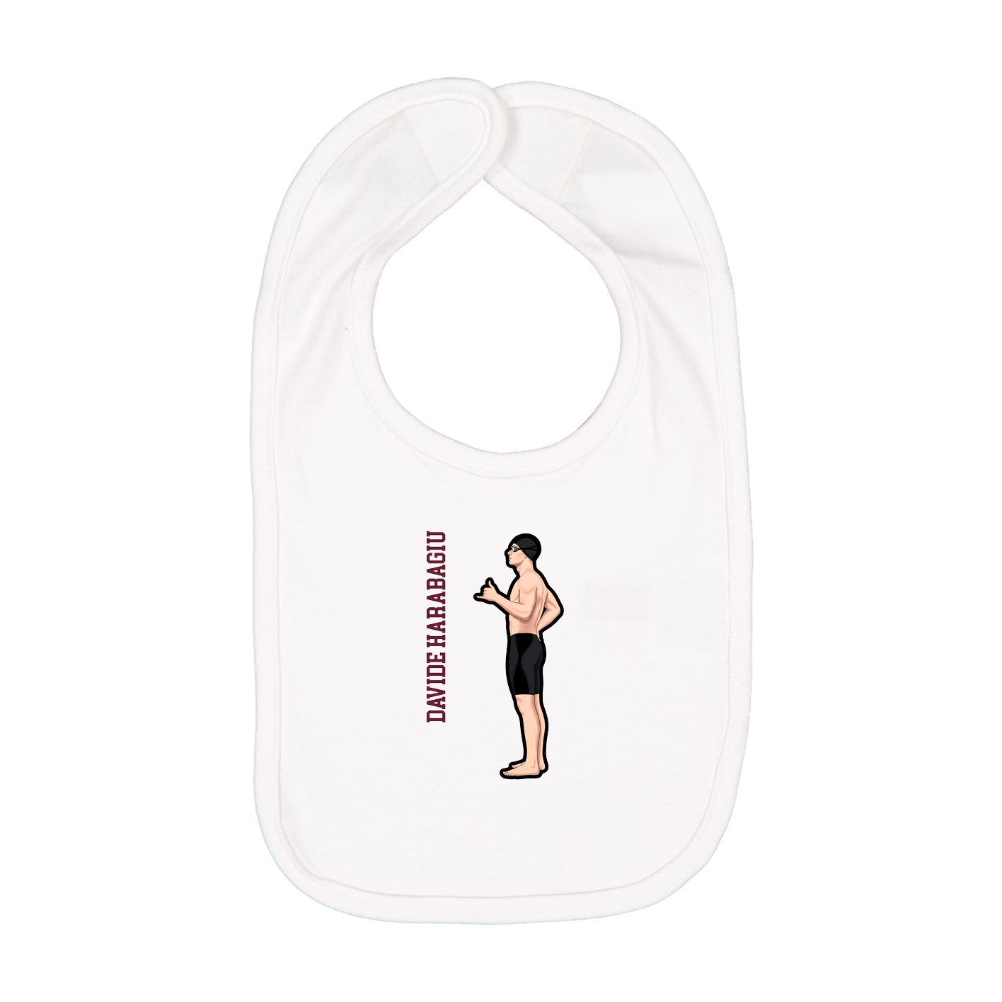 Infant Bib — Name Vertical in White