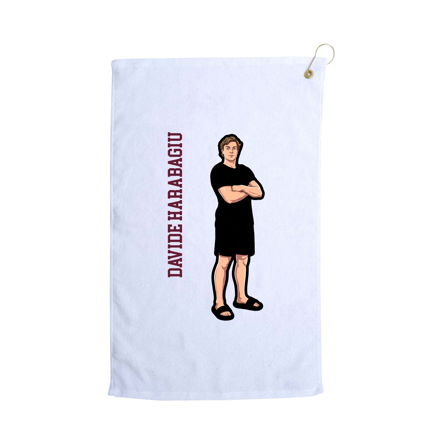 Golf Towel — Name Vertical in White