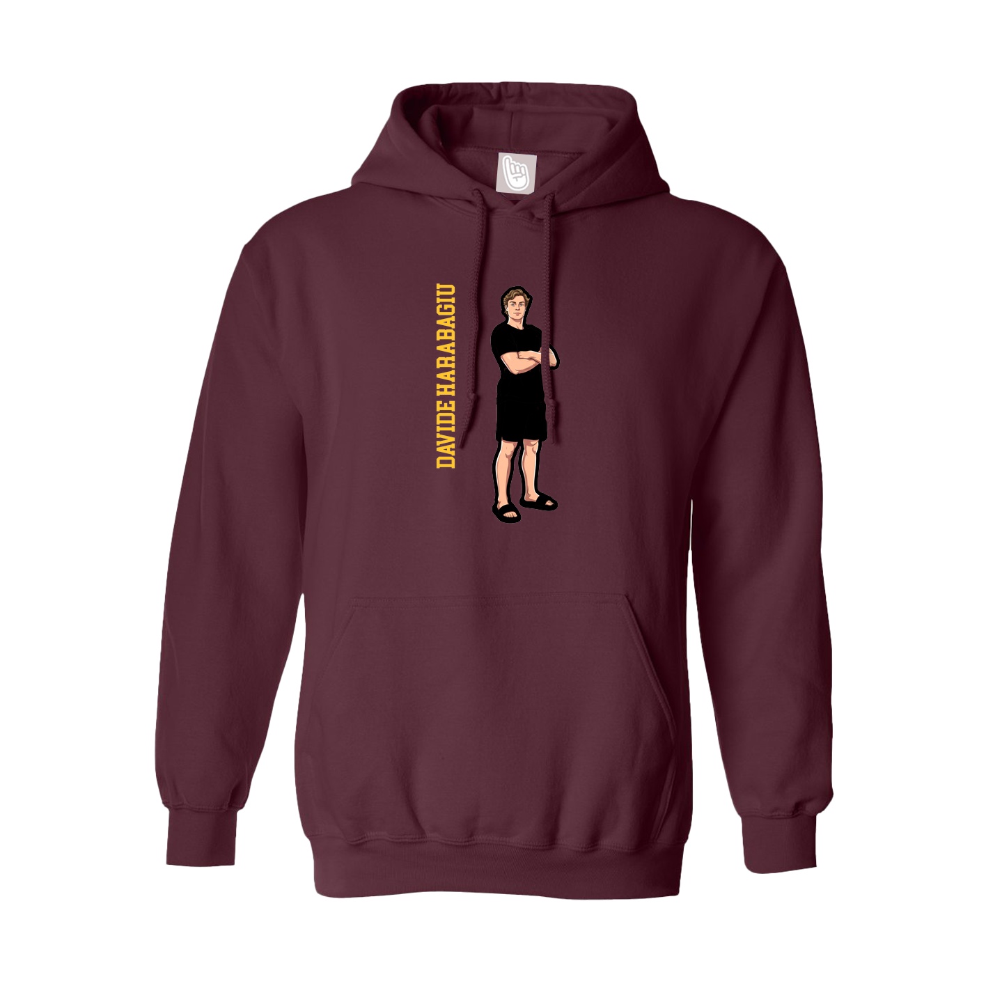 Youth Hoodie — Name Vertical in Maroon
