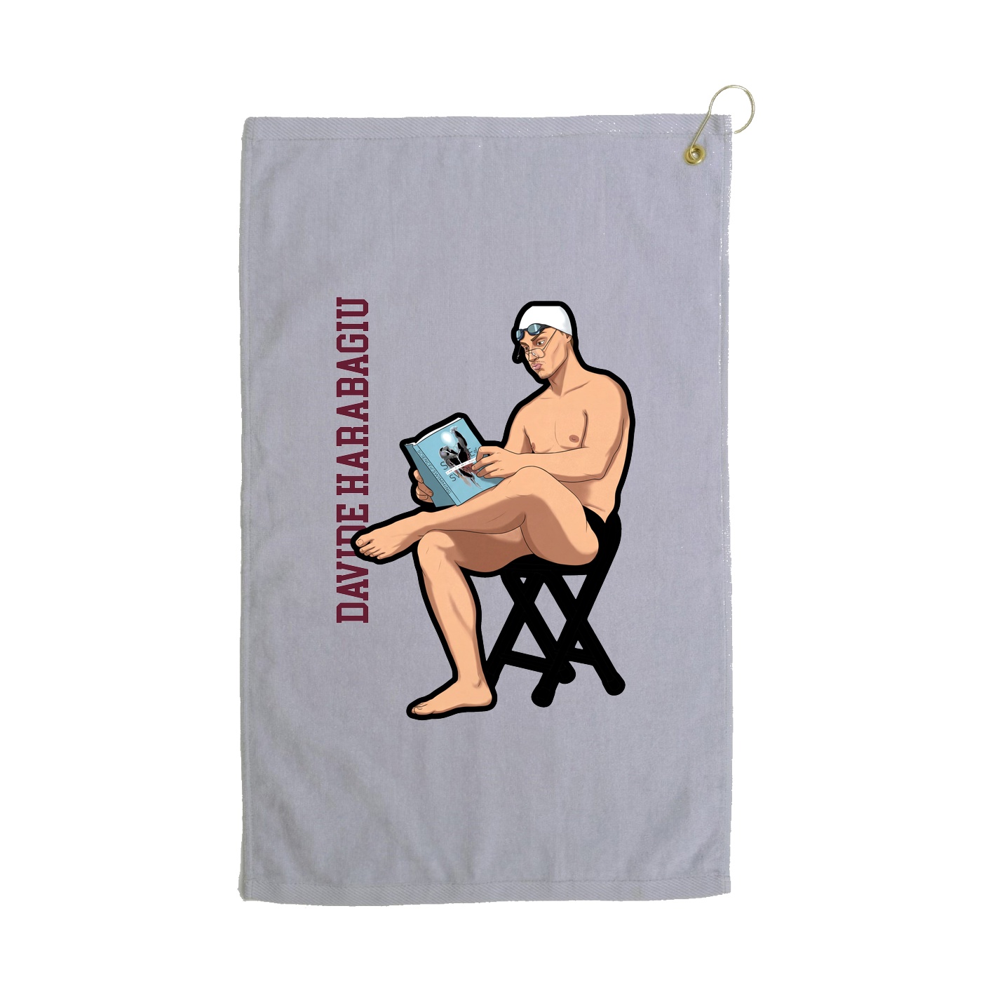 Golf Towel — Name Vertical in Grey