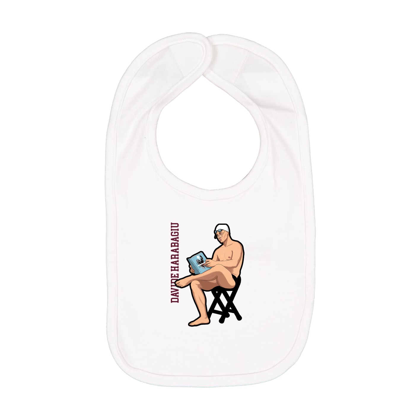 Infant Bib — Name Vertical in White