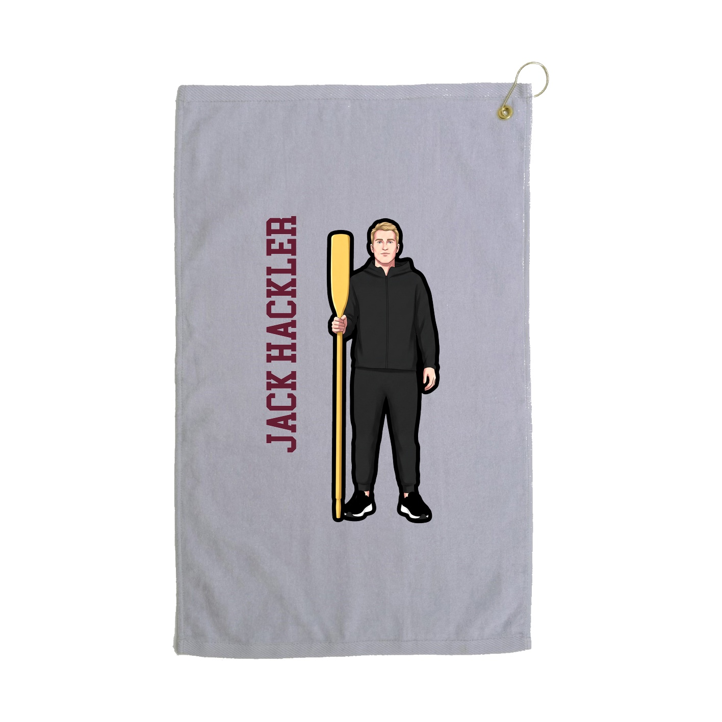Golf Towel — Name Vertical in Grey