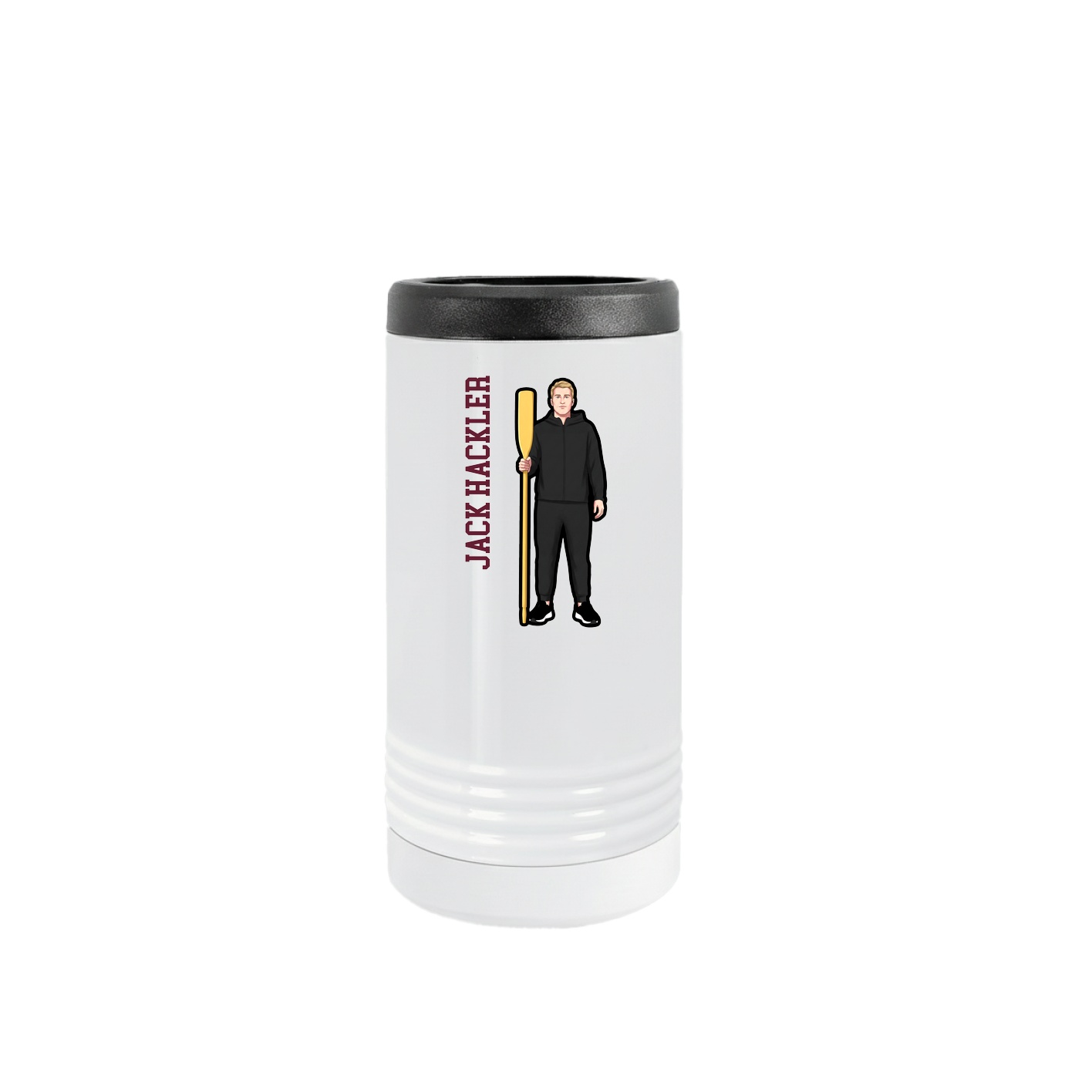 Slim Beverage Holder — Name Vertical in White
