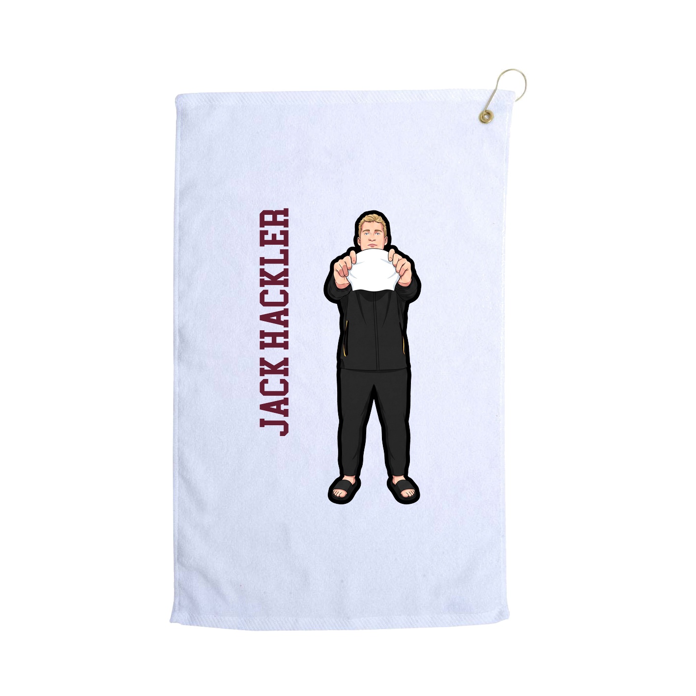 Golf Towel — Name Vertical in White