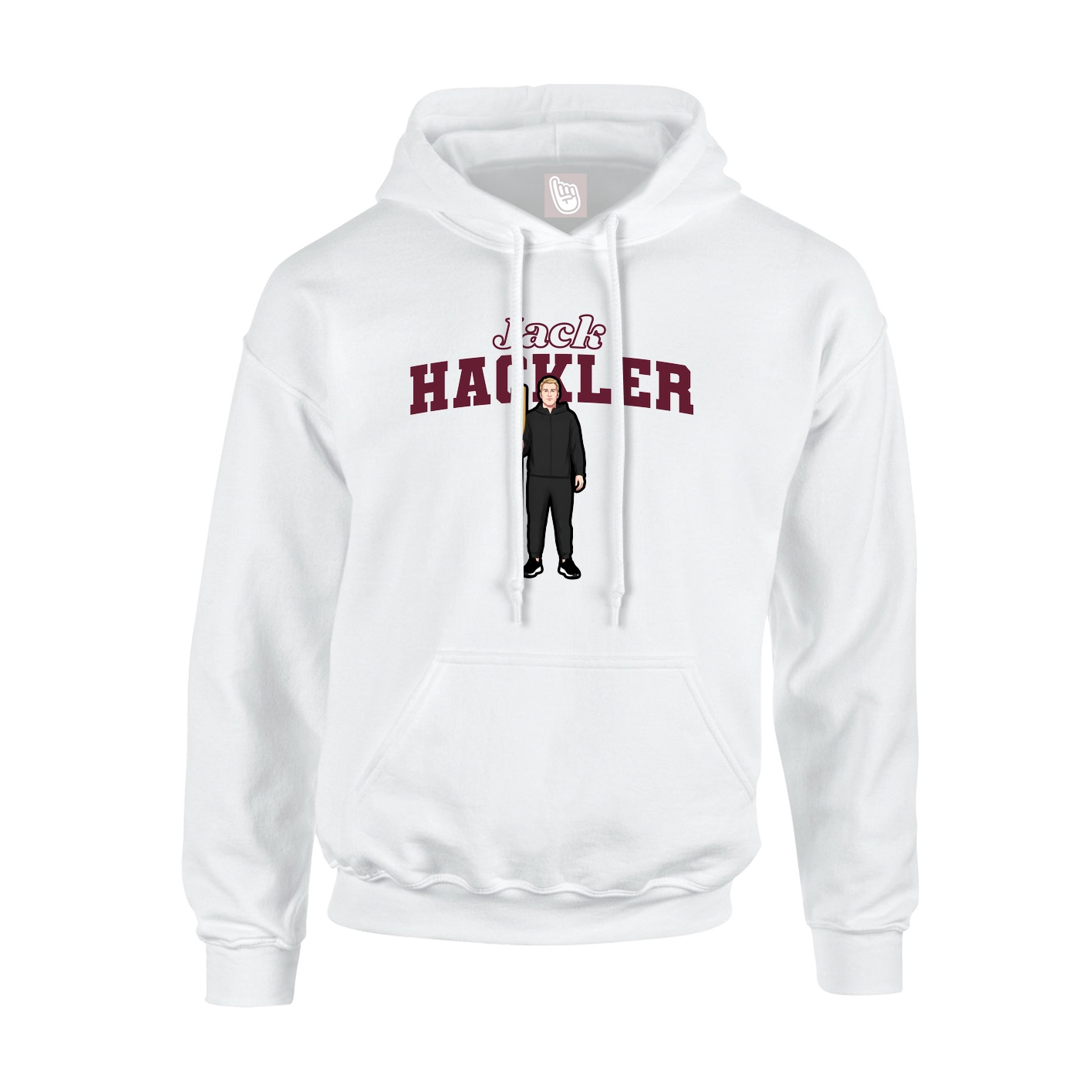 Youth Hoodie — Name Arch in White