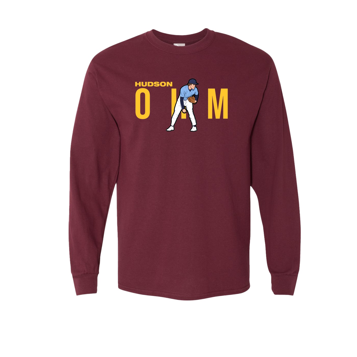Long Sleeve Tee — Player Name in Maroon