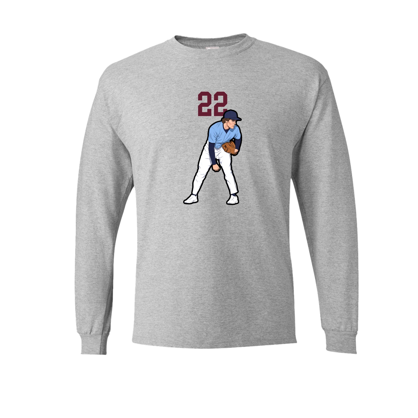 Long Sleeve Tee — Number Top in Grey
