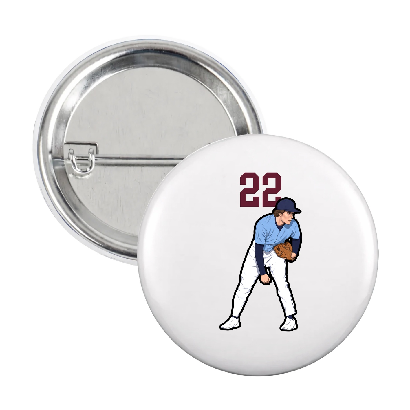 Game Day Button — Number Top in White