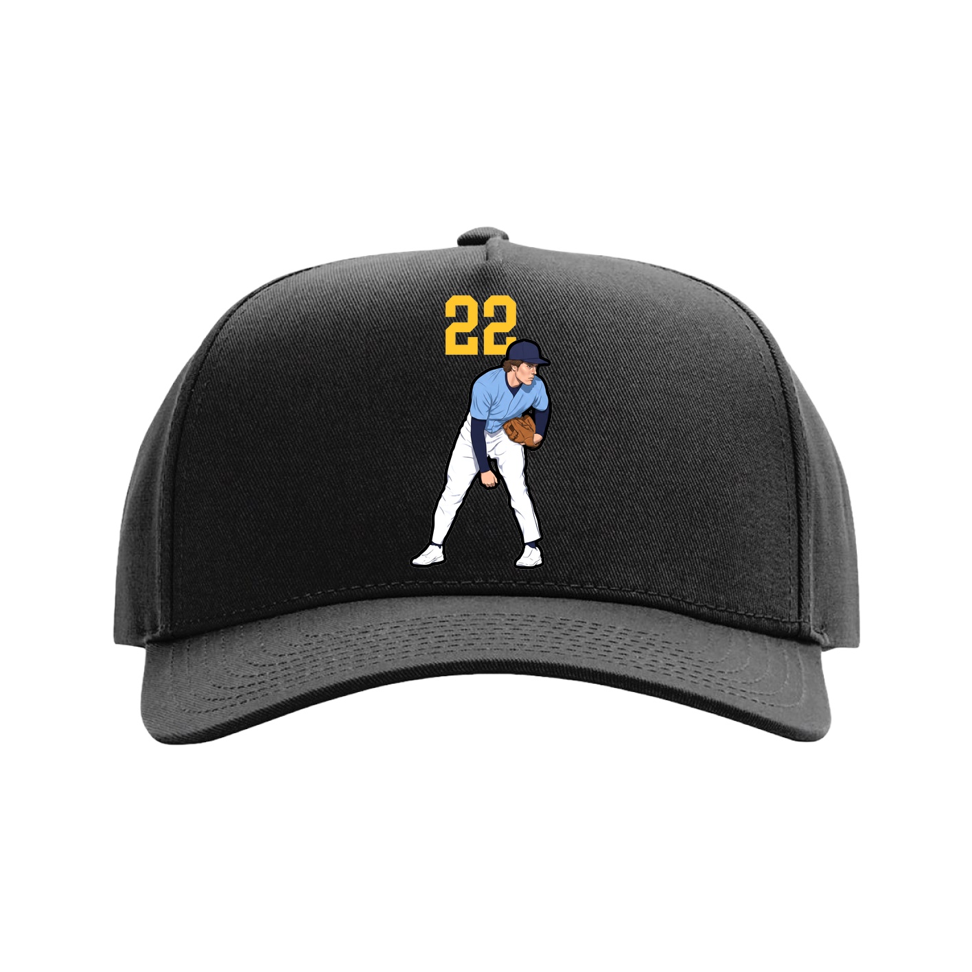 Full Fabric Five-Panel Champ Cap — Number Top in Black