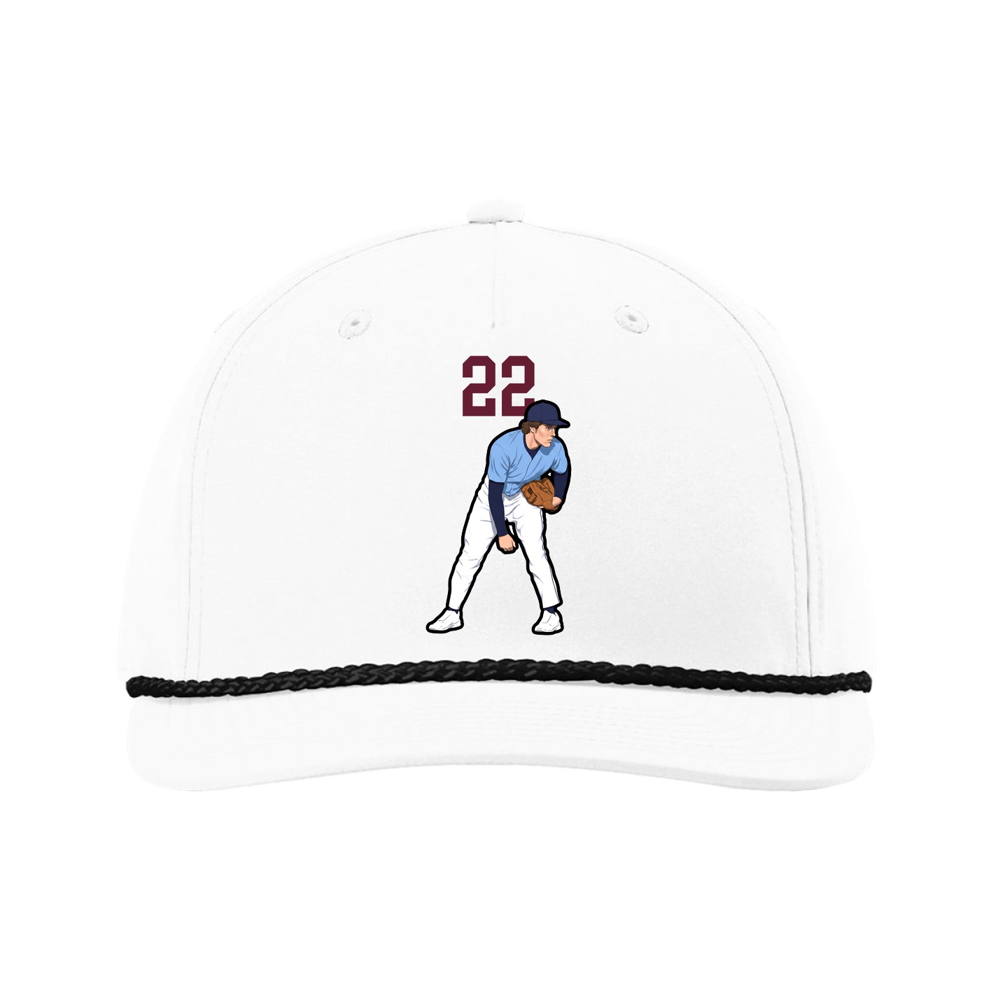 Five-Panel Classic Rope Cap — Number Top in White