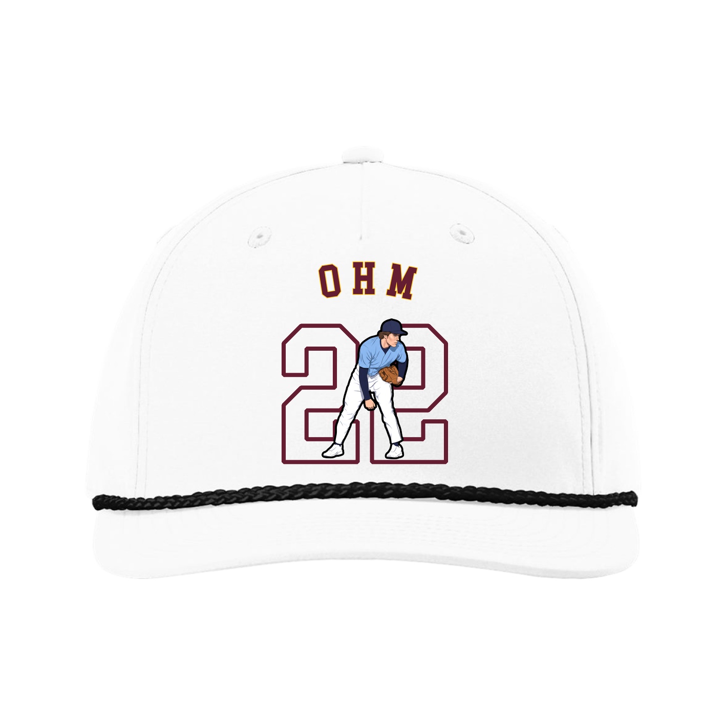 Five-Panel Classic Rope Cap — Shirsey Arch in White