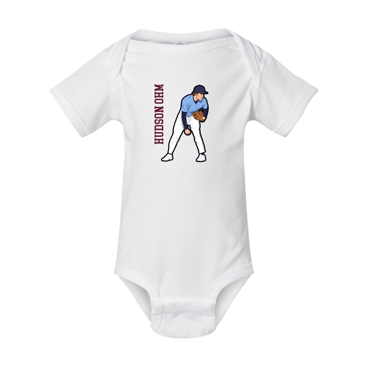 Baby Onesie — Name Vertical in White