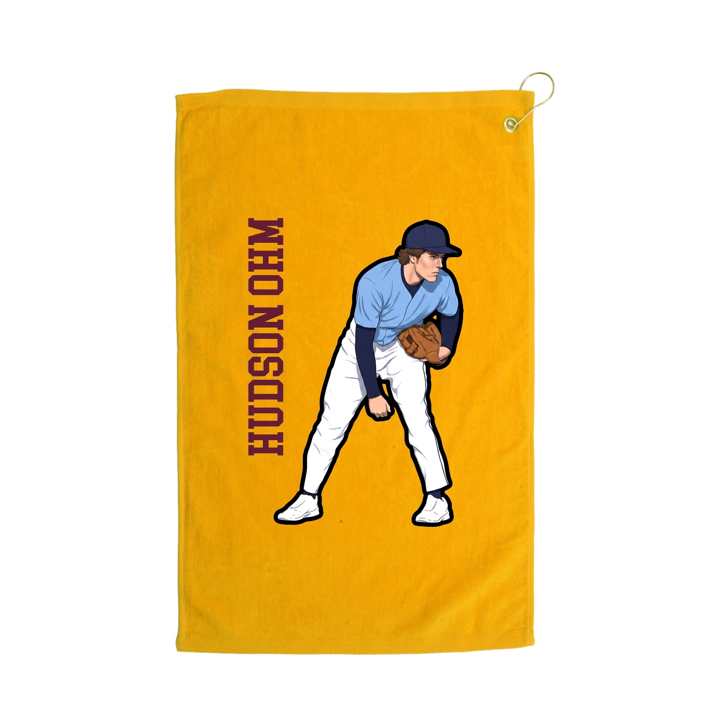 Golf Towel — Name Vertical in Gold