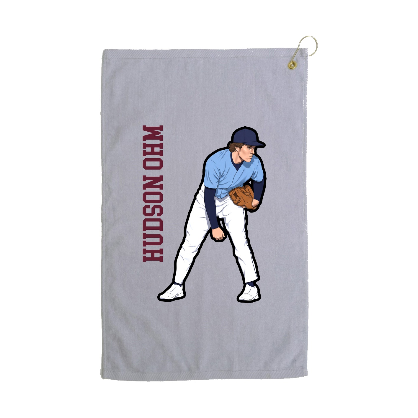 Golf Towel — Name Vertical in Grey