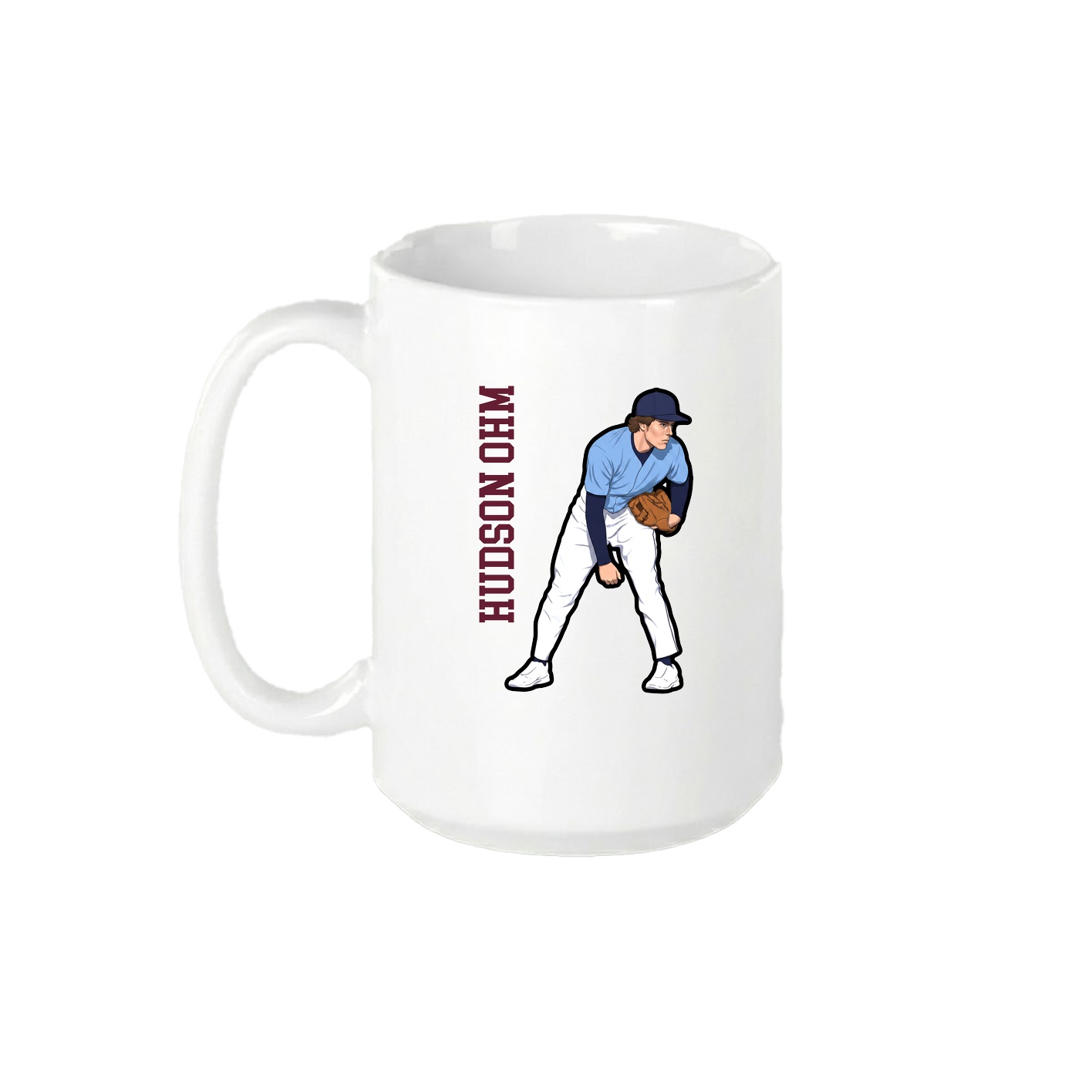 15oz Coffee Mug — Name Vertical in White