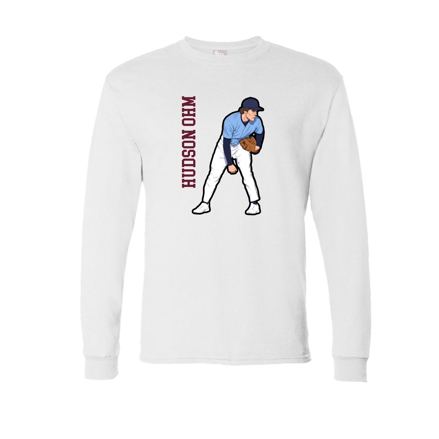Long Sleeve Tee — Name Vertical in White