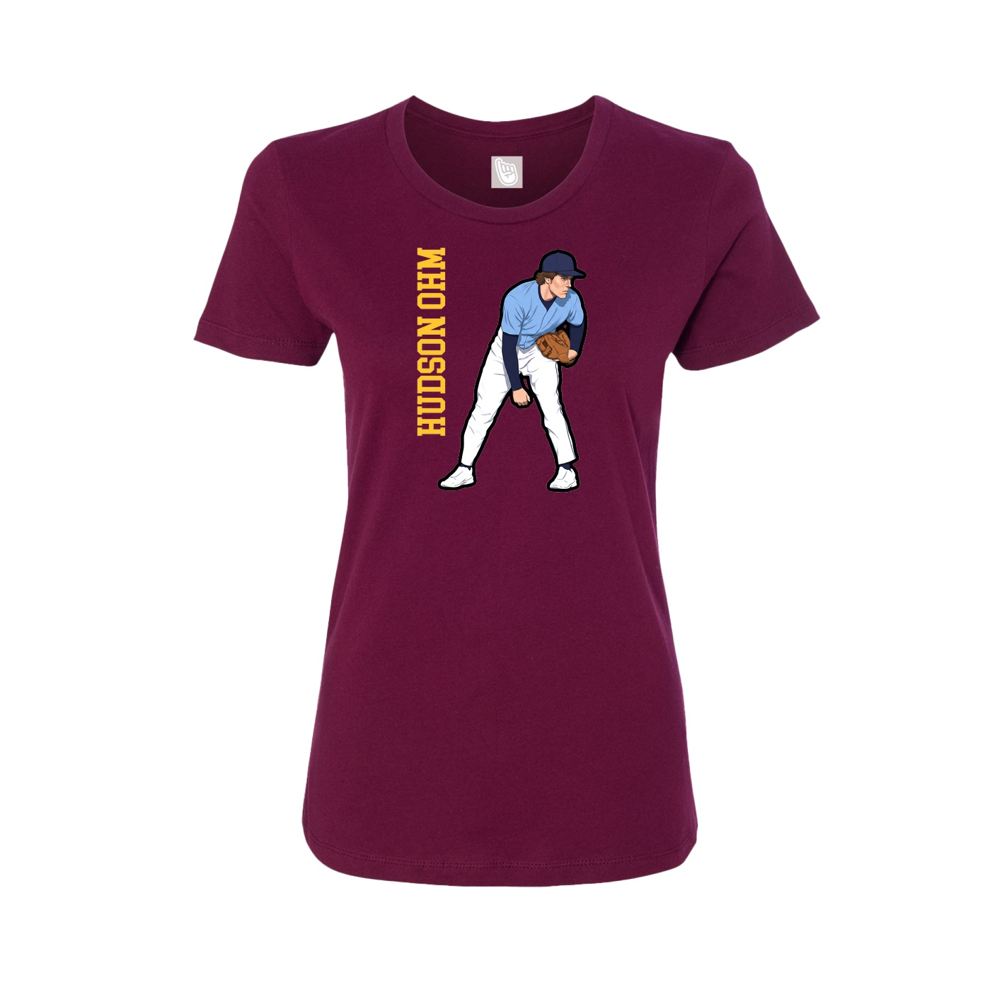 Womens Tee — Name Vertical in Maroon