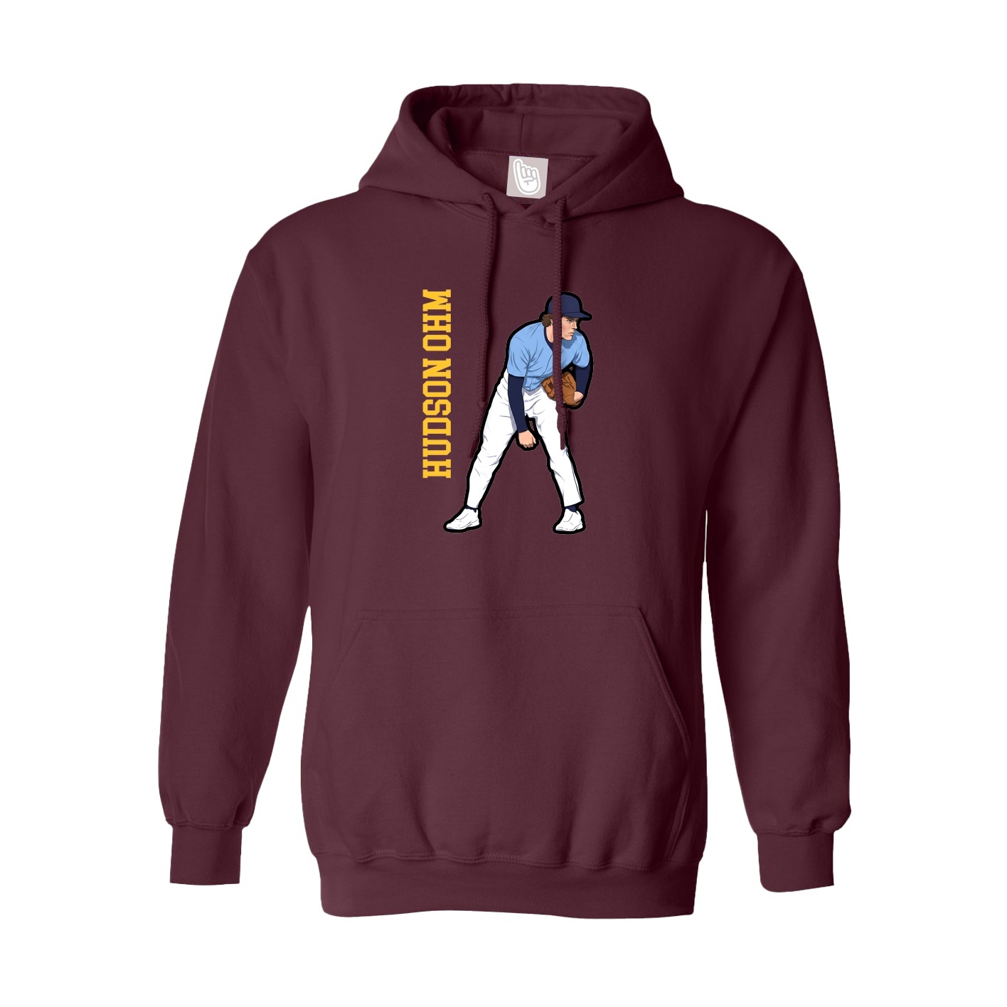 Hoodie — Name Vertical in Maroon