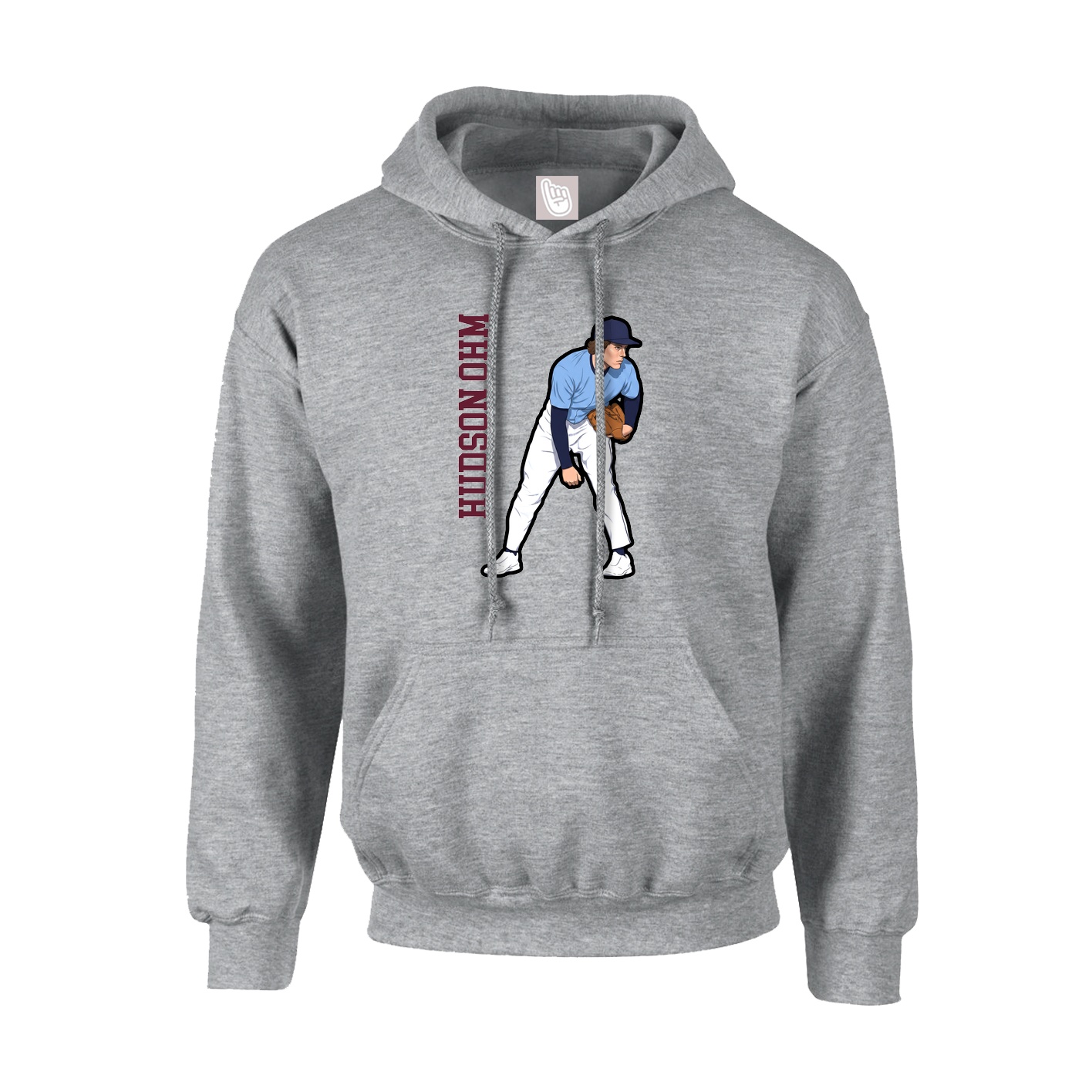 Youth Hoodie — Name Vertical in Grey