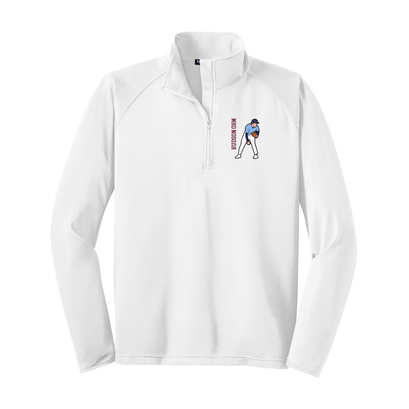 Q-Zip Pullover — Name Vertical in White