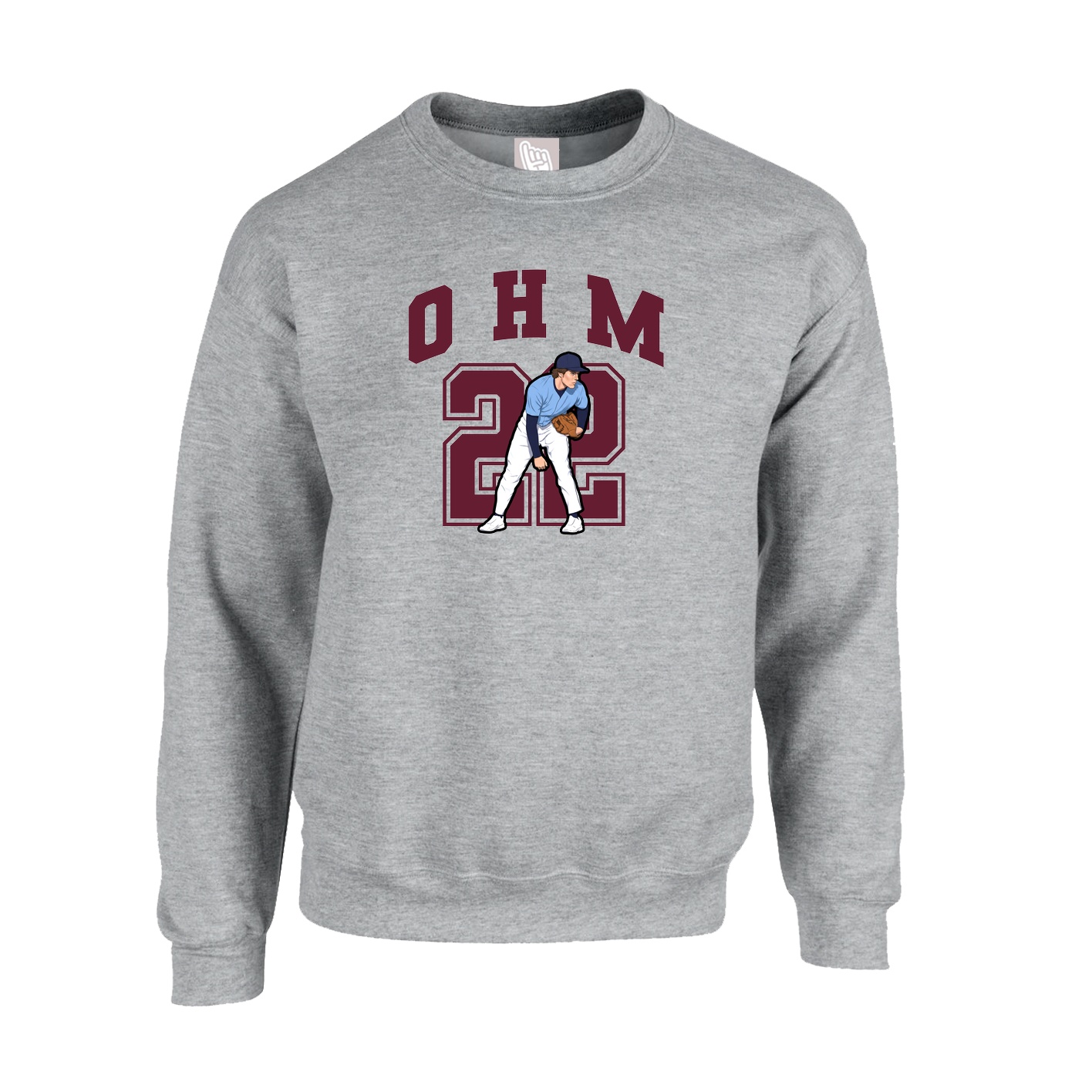 Fleece Crew — Number in Grey