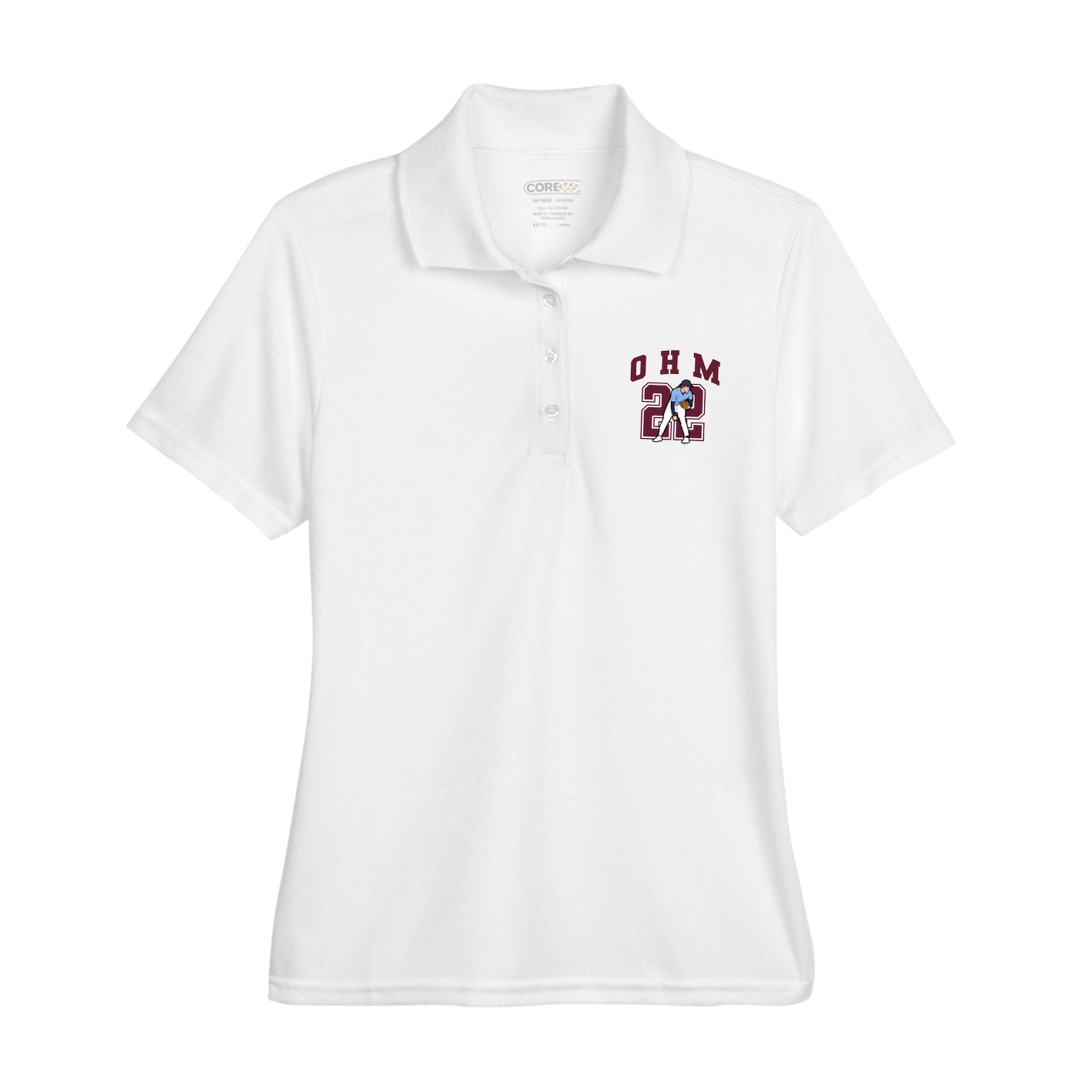 Womens Performance Polo — Number in White