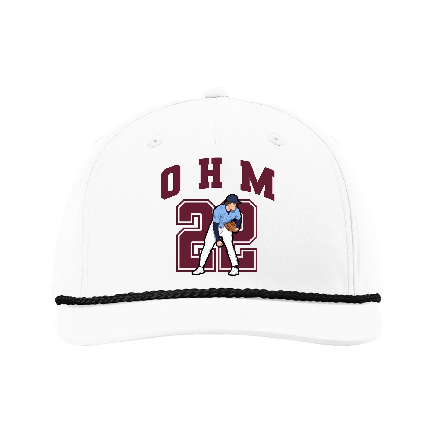 Five-Panel Classic Rope Cap — Number in White