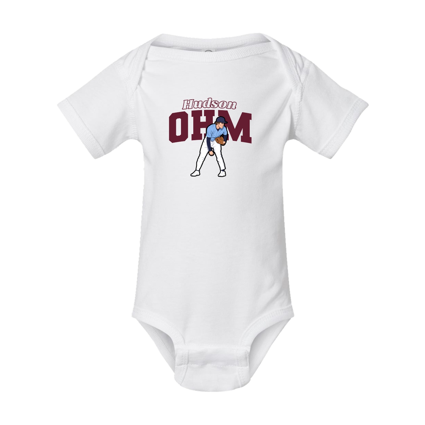 Baby Onesie — Name Arch in White