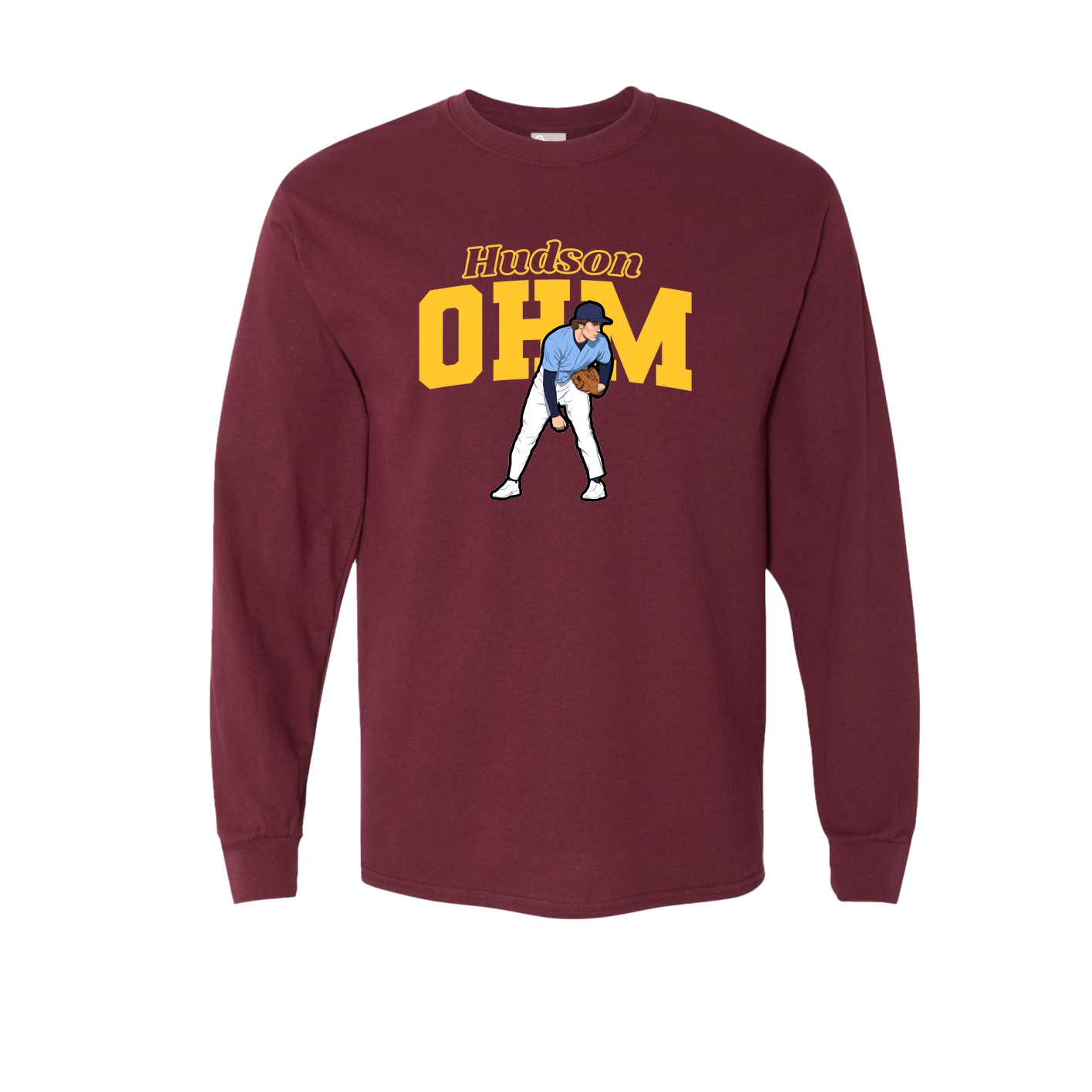 Long Sleeve Tee — Name Arch in Maroon