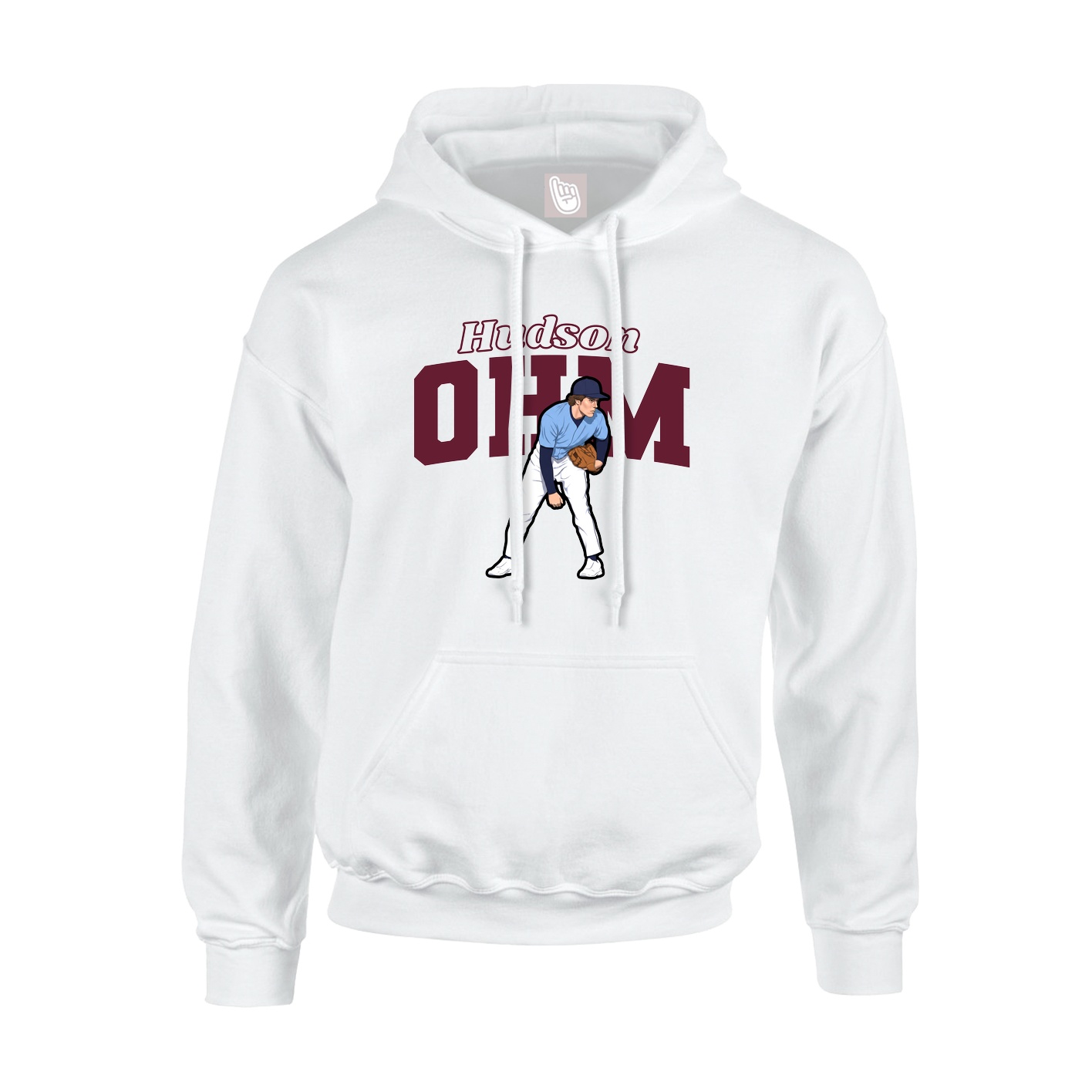 Youth Hoodie — Name Arch in White