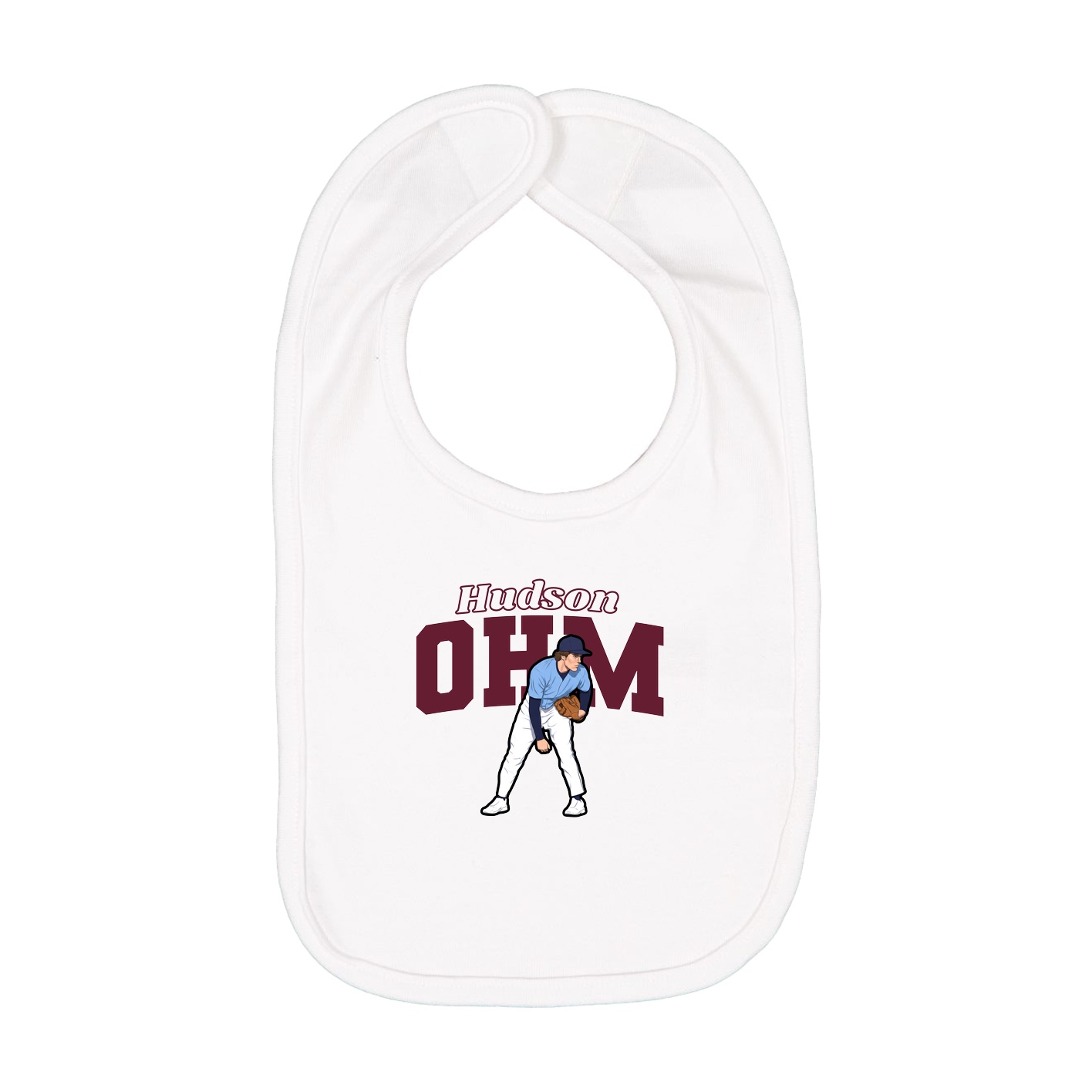 Infant Bib — Name Arch in White