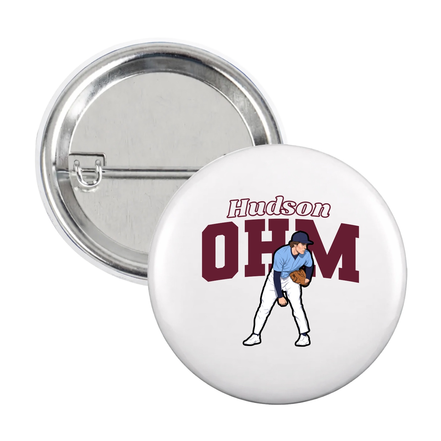 Game Day Button — Name Arch in White