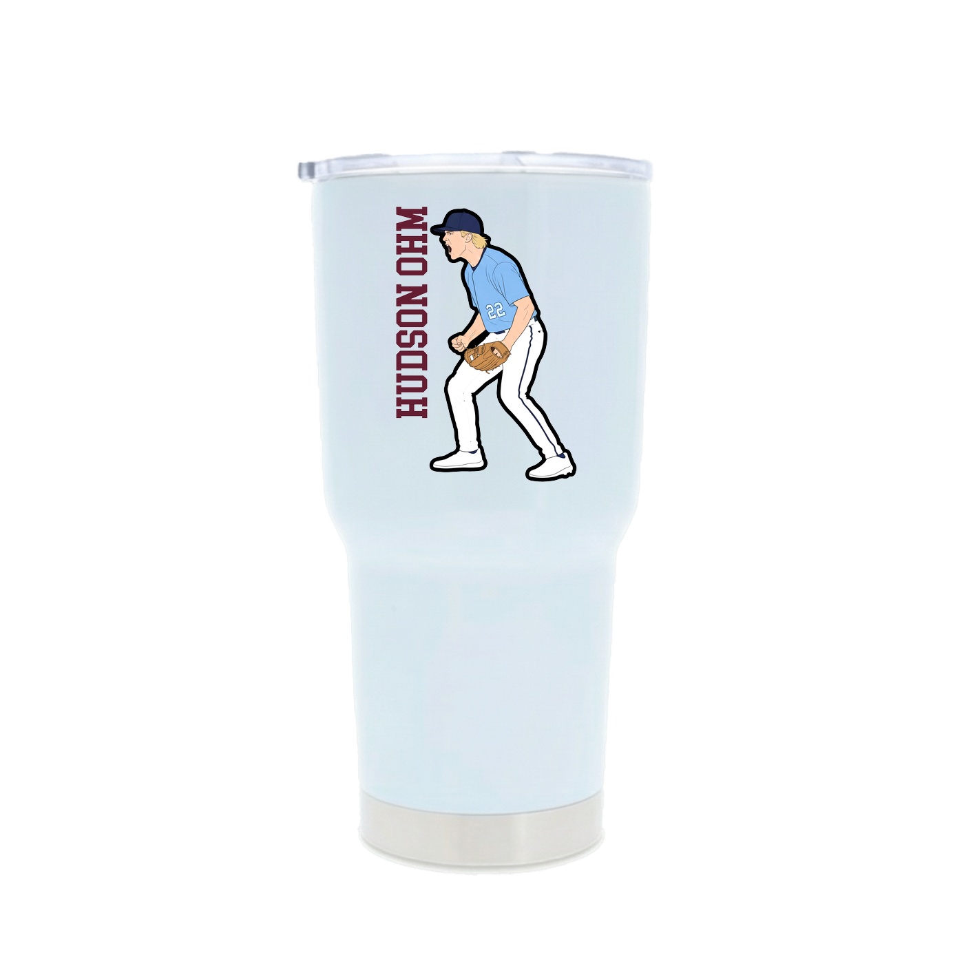 30oz Stainless Steel Tumbler — Name Vertical in White