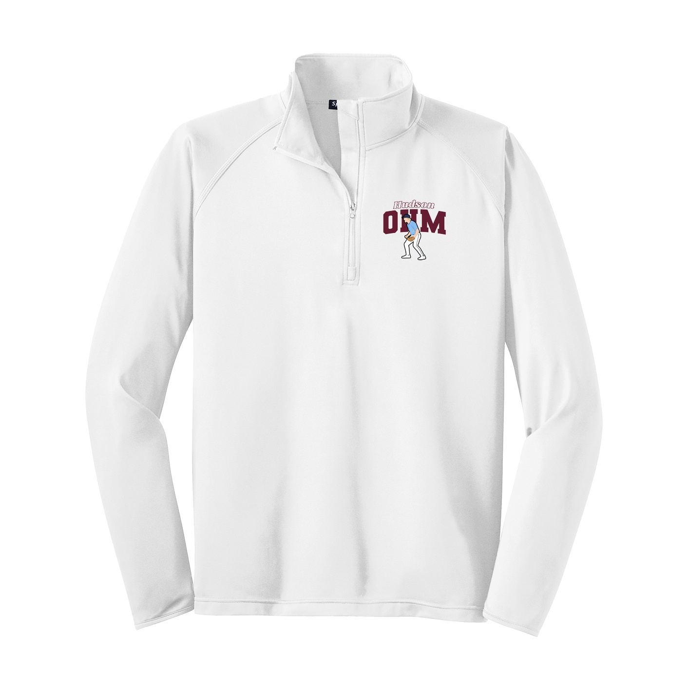 Q-Zip Pullover — Name Arch in White