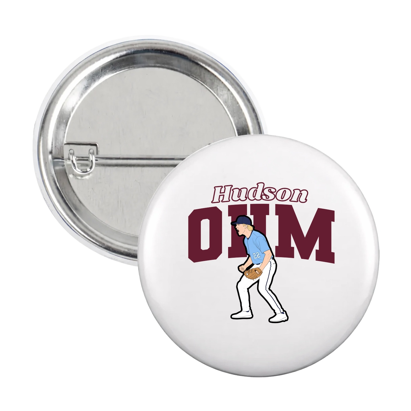 Game Day Button — Name Arch in White