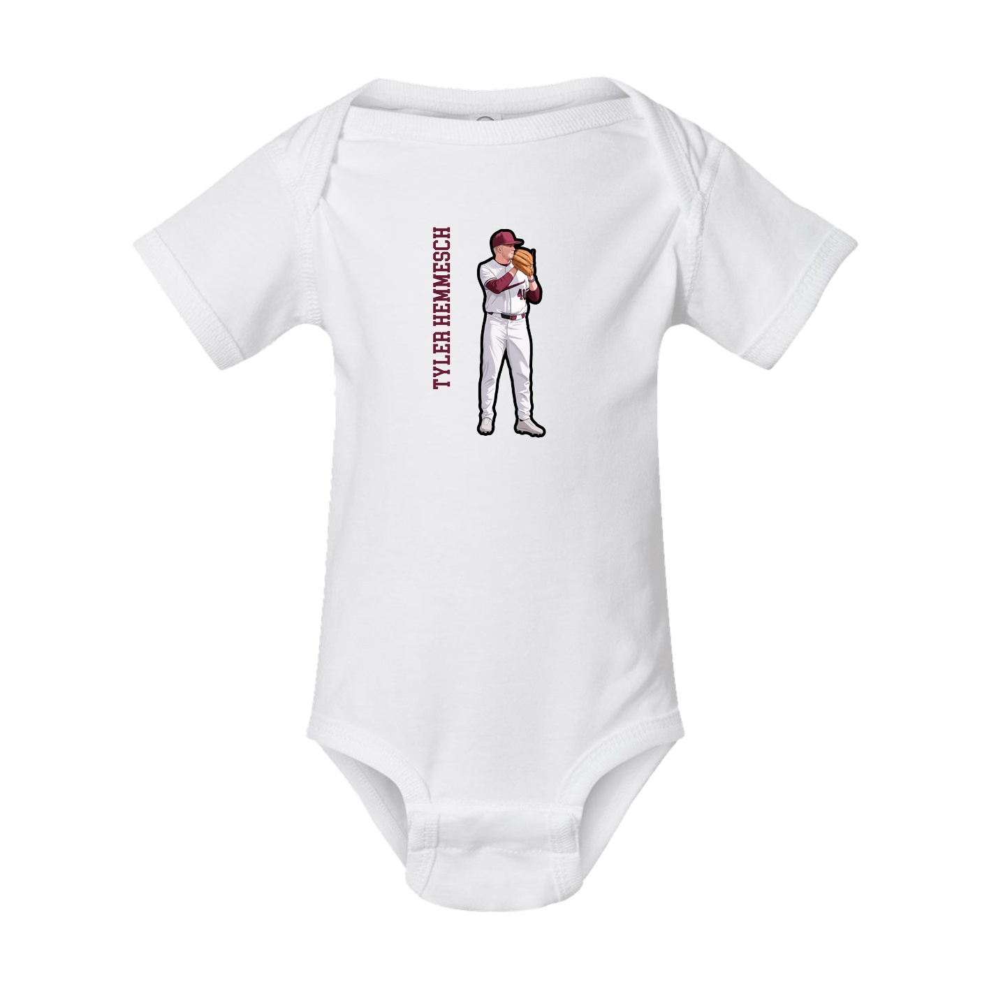 Baby Onesie — Name Vertical in White